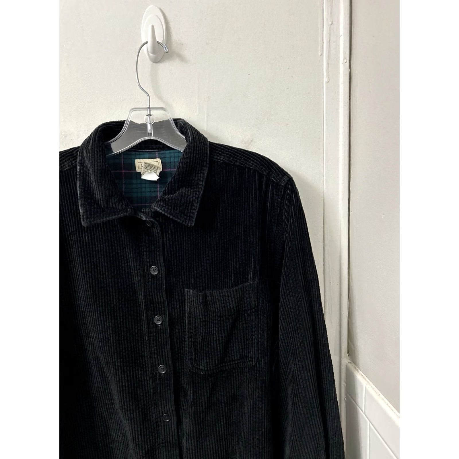 Vintage LL Bean Corduroy Shirt Jacket Womens Medium Black Flannel Lined Shacket 273275 Size M / US 6-8 / IT 42-44 - 4 Thumbnail