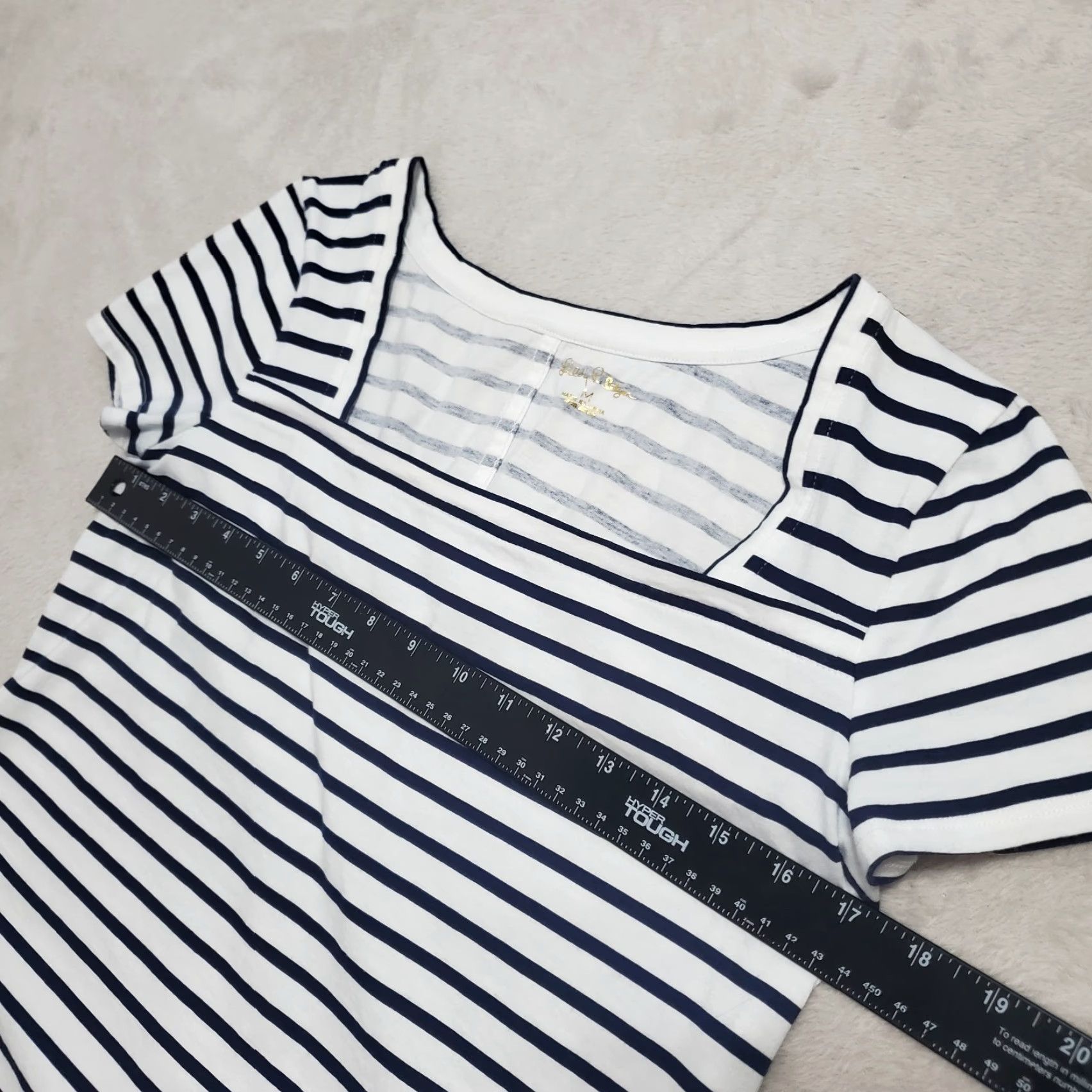 Lilly Pulitzer Lilly Pulitzer T-Shirt Dress Women M White Navy Blue Striped Coastal Beachy FLAW dress Size M / US 6-8 / IT 42-44 - 7 Thumbnail
