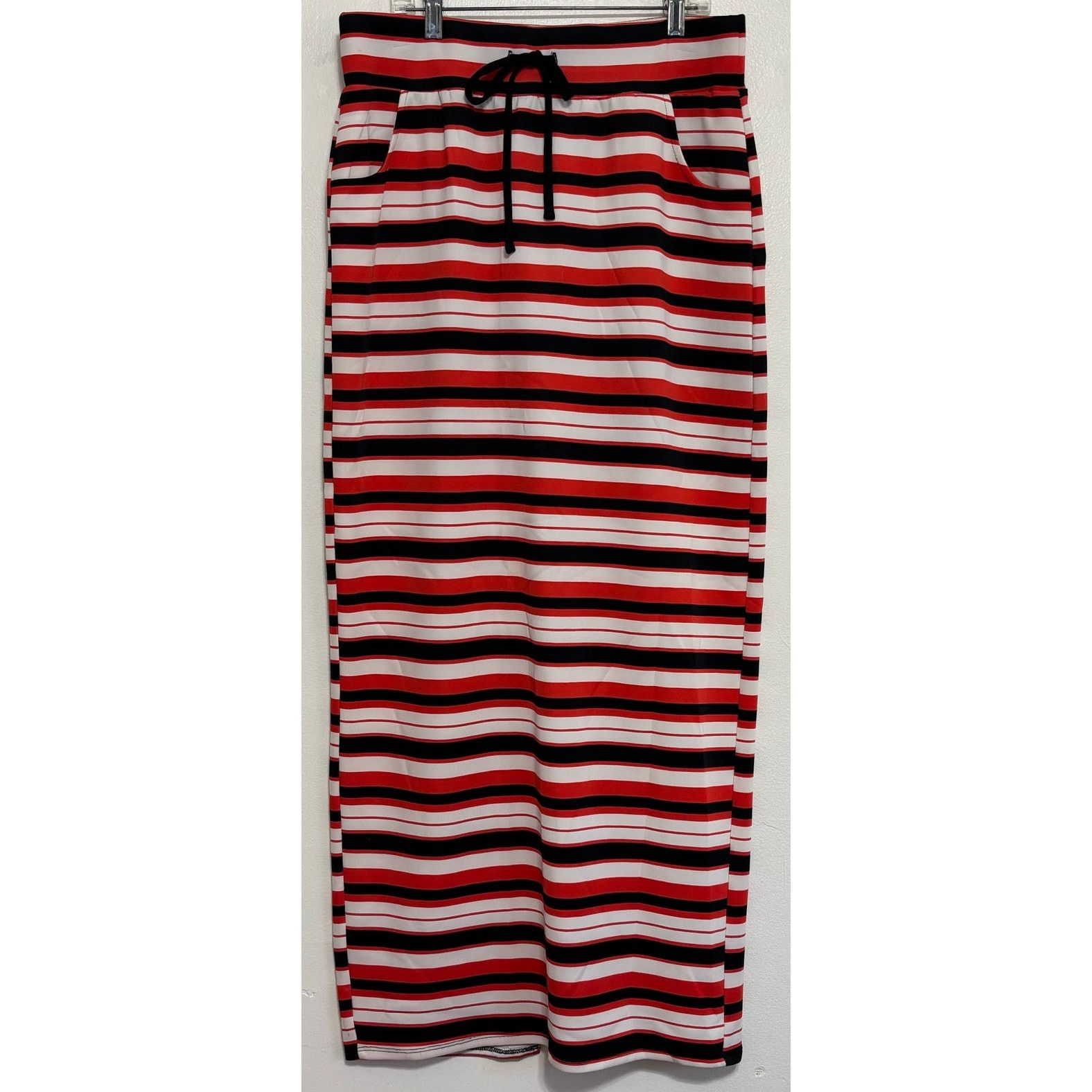 Other Joe B Benbasset Red Black White Striped Maxi Skirt XL Size 41" - 1 Thumbnail