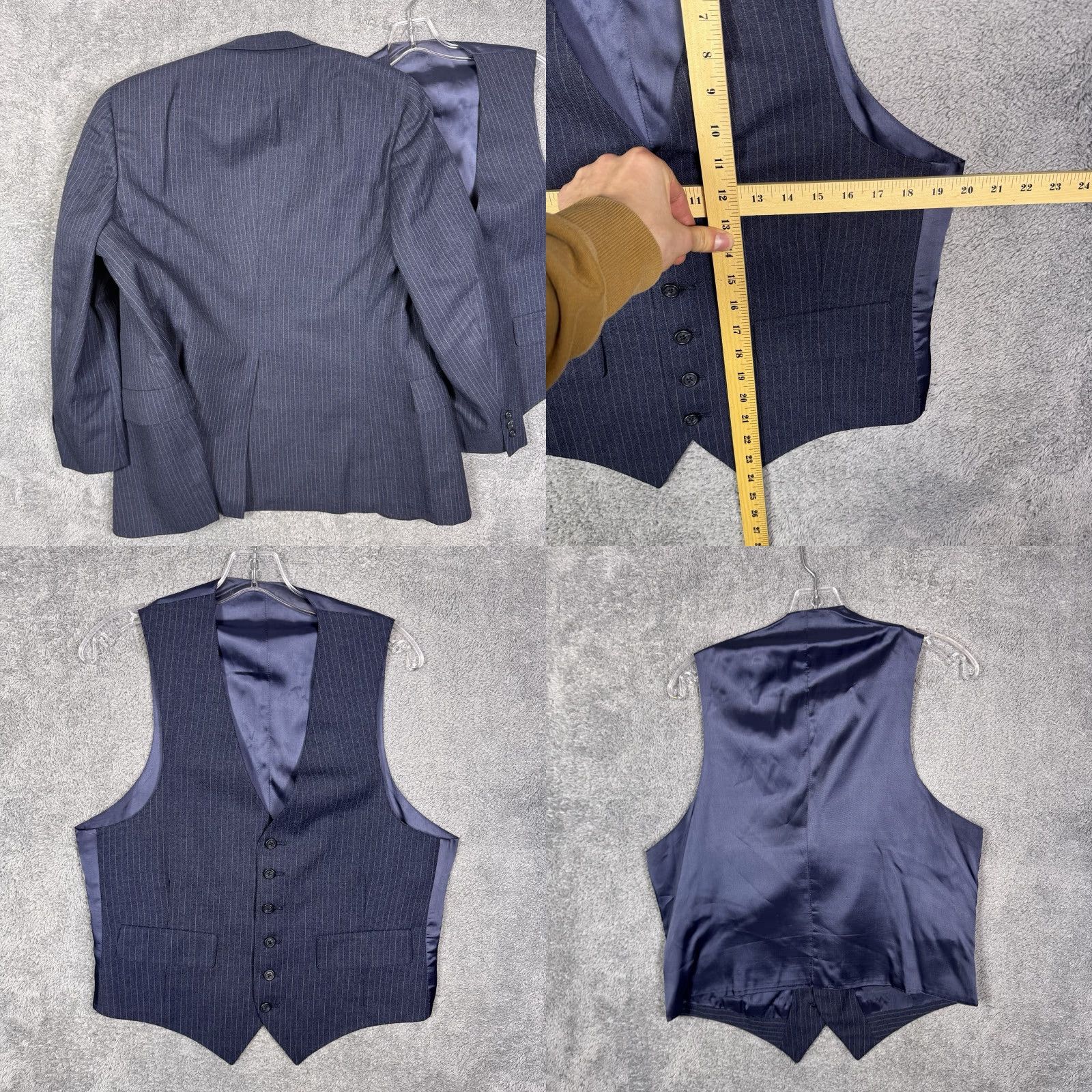 Austin Reed VINTAGE Austin Reed Suit Mens 40L 34x31 Regentaire 3 Piece Slacks Jacket Vest USA Stripe Stripe Wool Blue Pattern 80s 90s City Classic Preppy Dad Mens Size US XXS / EU 40 - 9 Thumbnail