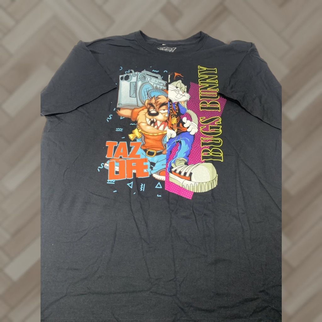 Vintage Looney Tunes Taz Life & Bugs Bunny Black 2XL #264 Shirt Mens 2XL Black Graphic Tee Size US XXL / EU 58 / 5 - 1 Thumbnail