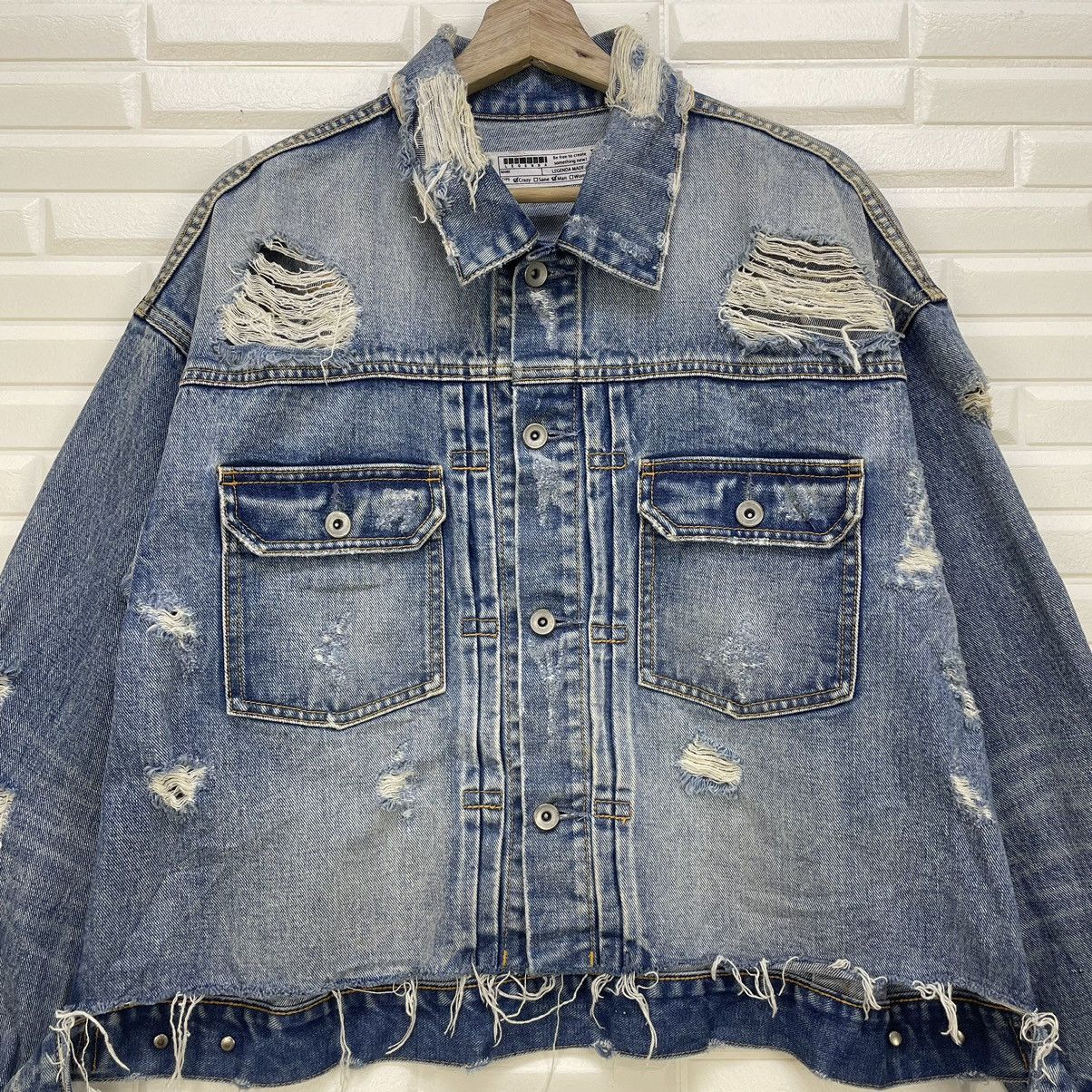 14th Addiction × KMRii Distress Denim Trucker Jacket Size US M / EU 48-50 / 2 - 9 Thumbnail