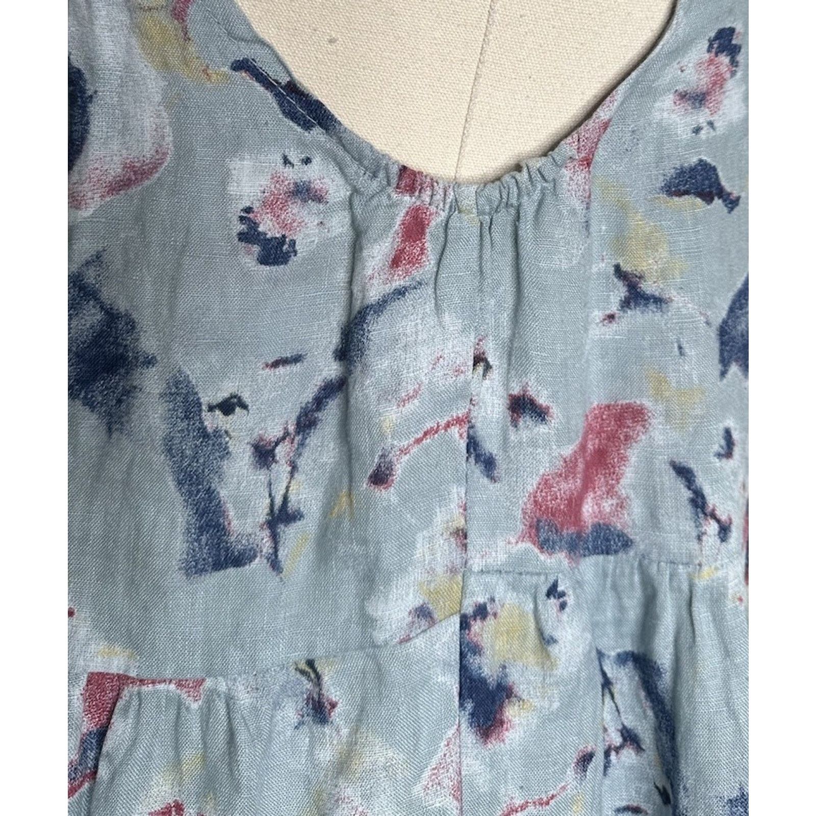 Other Bellambra Linen Dress Womens XS Blue Floral Sleeveless Italy Size XS / US 0-2 / IT 36-38 - 7 Thumbnail