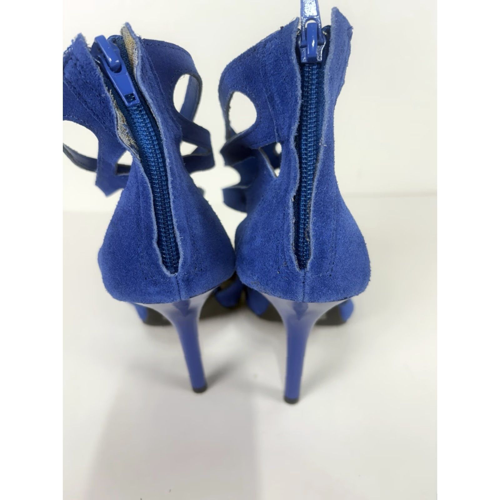 Vintage Mark Blue Suede Gladiator Peep Toe 4in Heels Womens Size 9 Size US 9 / IT 39 - 4 Thumbnail