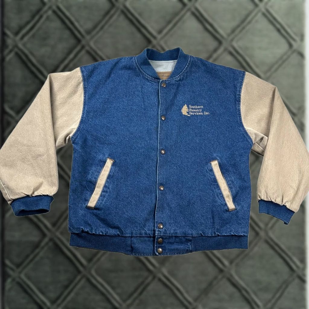 Vintage VINTAGE Three Rivers Jacket Mens M Denim Varsity Bomber Forestry Service Snap Shirt Size US M / EU 48-50 / 2 - 1 Thumbnail