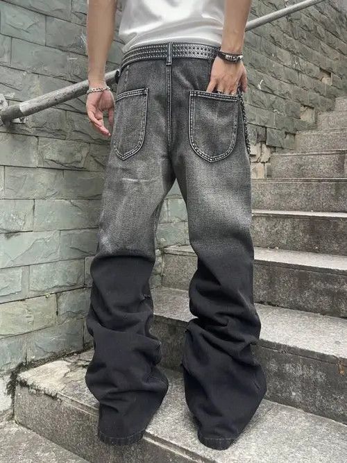 Japanese Brand × Jean Casual Fit Distressed Ripped Wide Leg Jeans Size US 32 / EU 48 - 2 Thumbnail