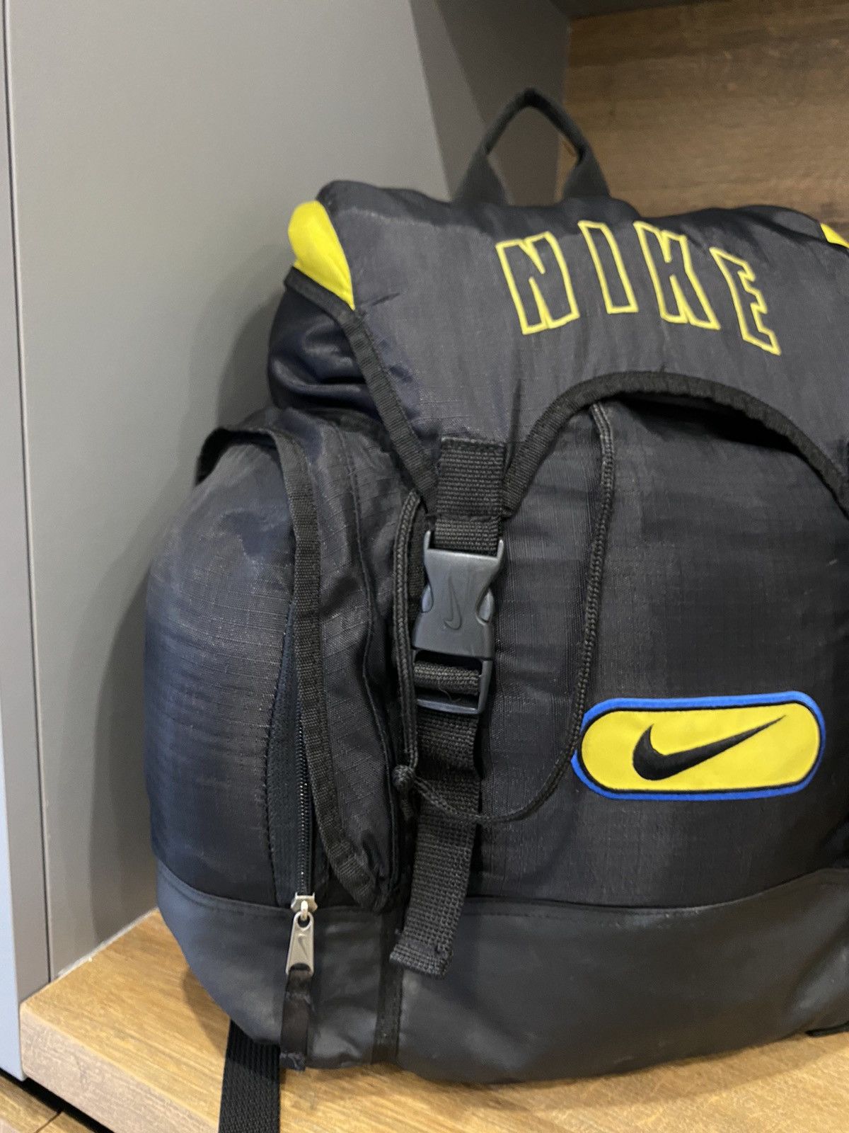 Nike × Vintage 90s NIKE SPELLOUT Big Swoosh Vintage Nylon Cargo Backpack Size ONE SIZE - 2 Thumbnail