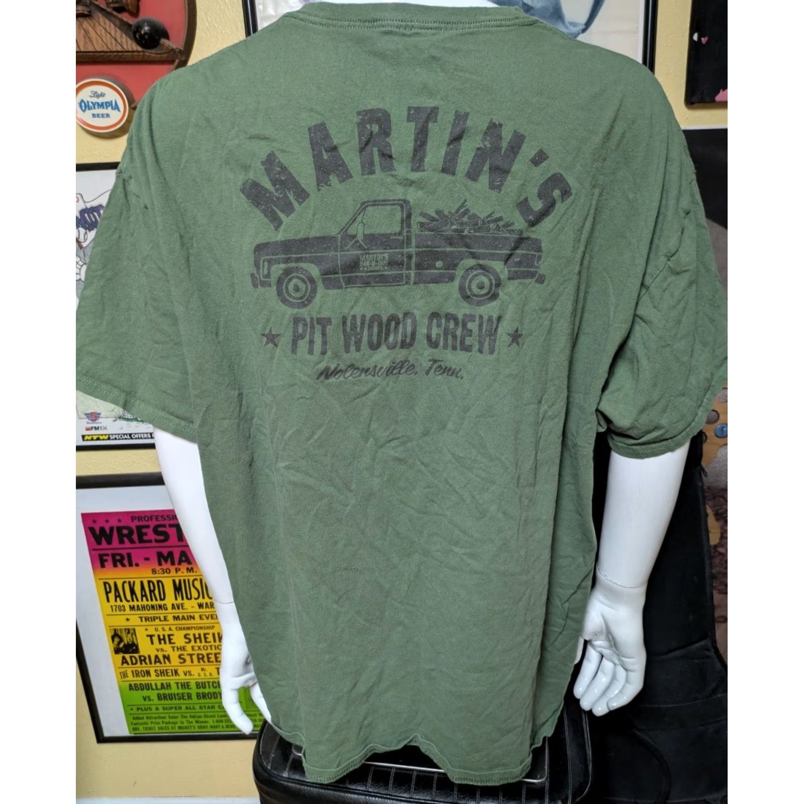 Vintage Martin’s Bar-B-Que Joint T-Shirt 3XL Green Cotton Crew Neck Short Sleeve Mens Graphic Tee BBQ Southern Nolensville TN Size US XXL / EU 58 / 5 - 3 Thumbnail