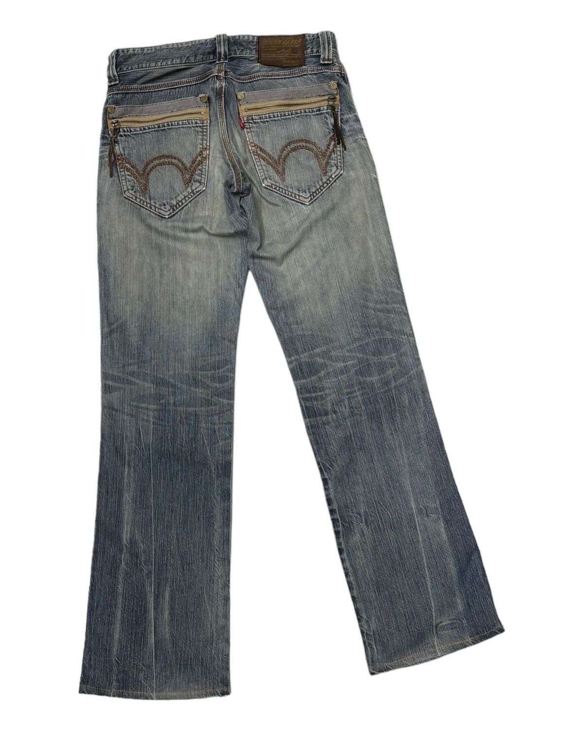 Edwin × Hysteric Glamour EDWIN FLARE JEANS BLUE TRIP DISTRESS DENIM BOOTCUT Size US 32 / EU 48 - 3 Thumbnail