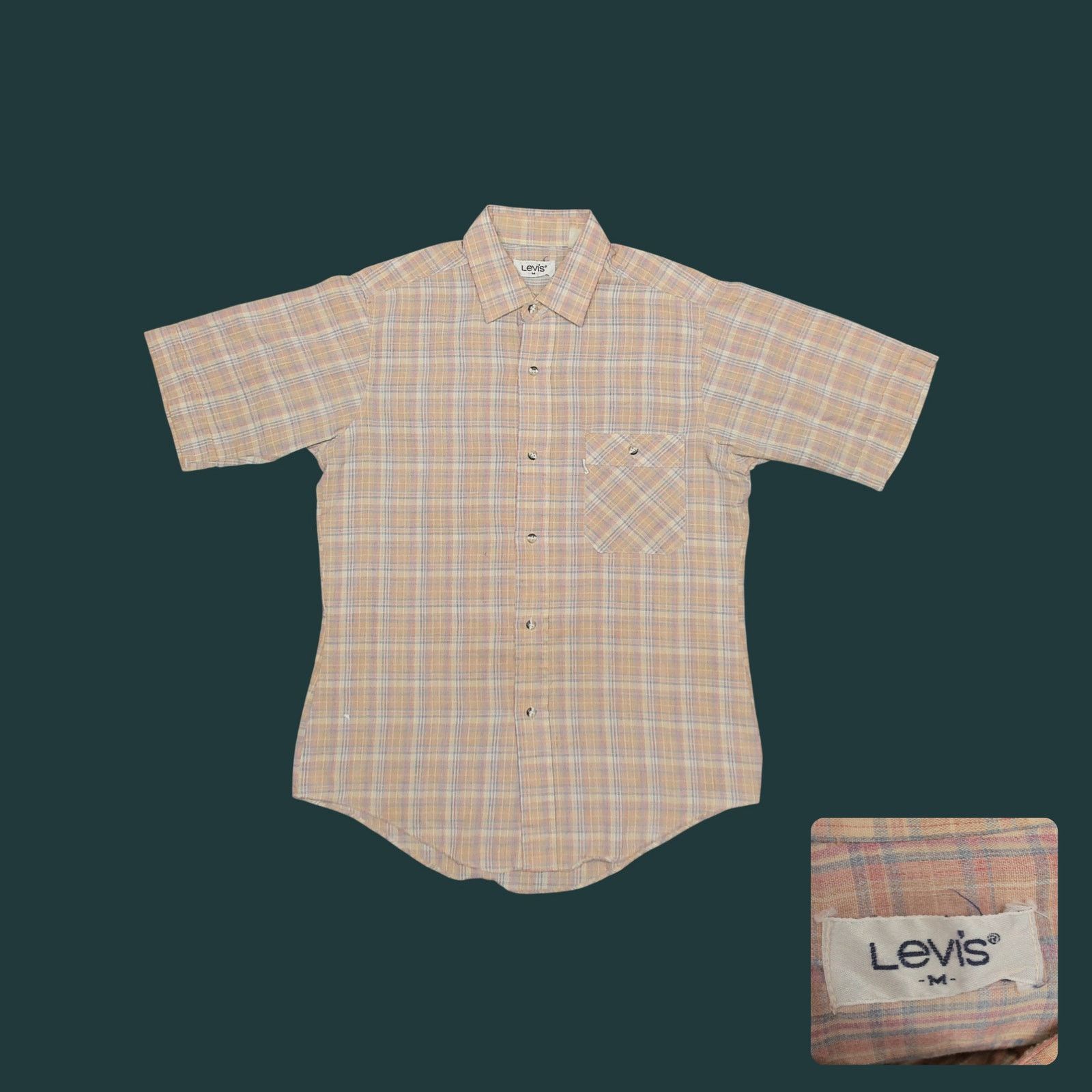 Levi's 80s Levi's White Tab Single Stitch Pastel Plaid Shirt S/M Size US M / EU 48-50 / 2 - 1 Thumbnail