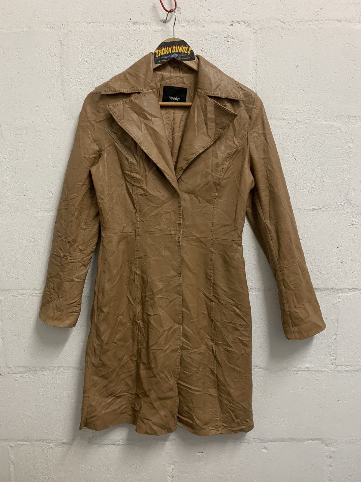 image of Mossimo Leather Jacket Parka in Brown, Women's (Size Medium)