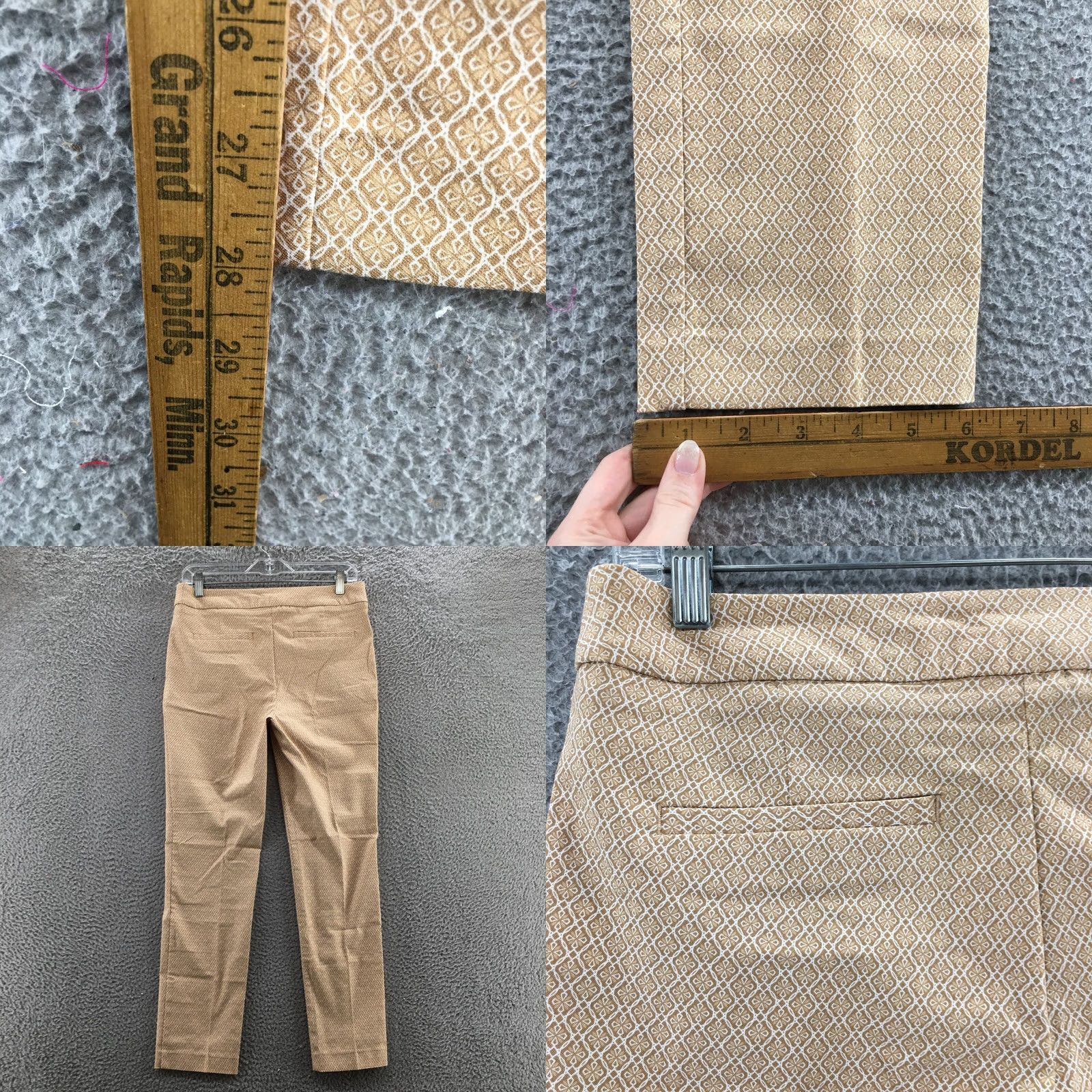 Vintage Adrienne Vittadini Ankle Pants Womens 6 Beige Floral Print Casual Slim Skinny Front Flat Front Pockets Regular Size 6 Womens Size 28" / US 6 / IT 42 - 8 Thumbnail