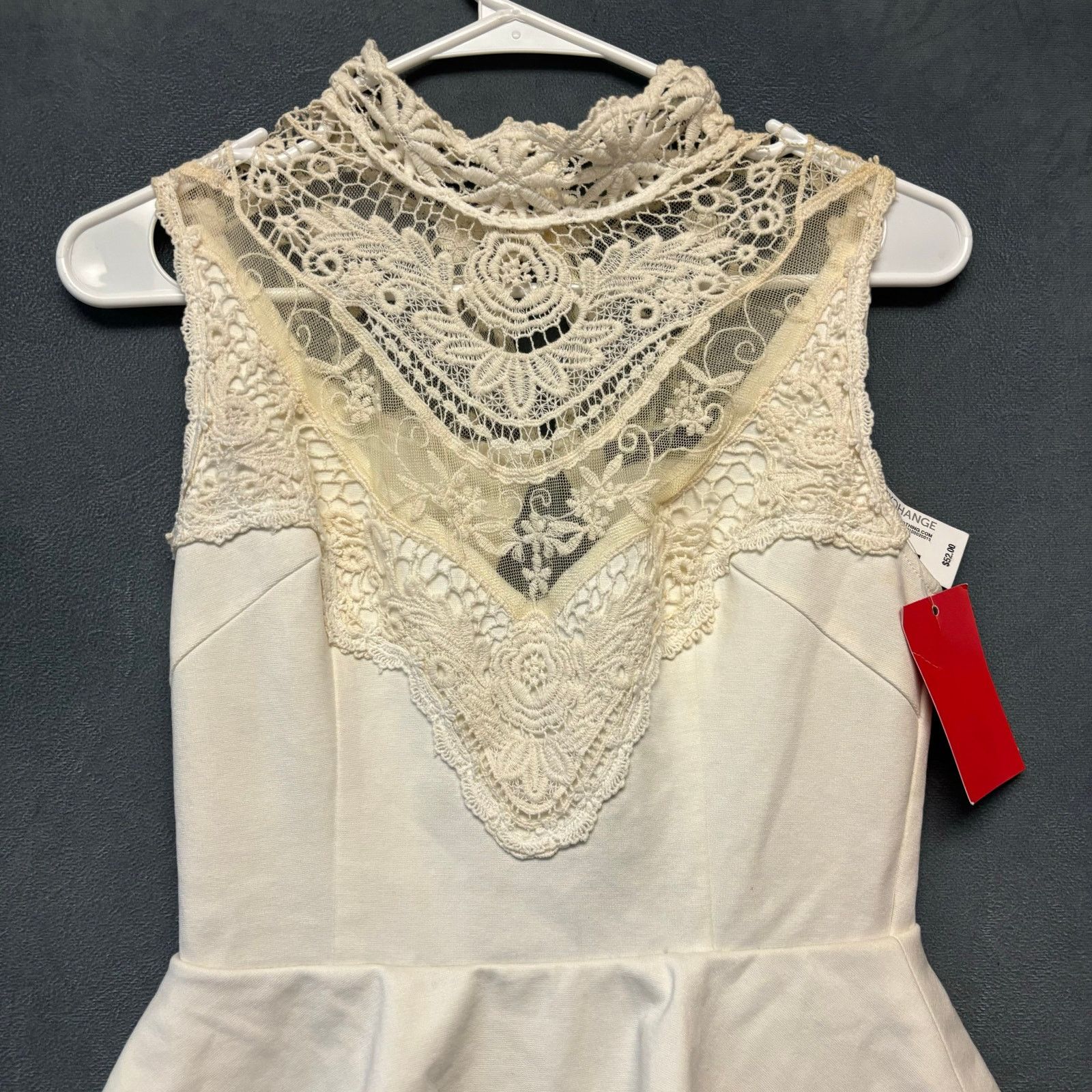 Foreign Exchange Foreign Exchange Lace Peplum Dress Sz Small Eyelet Crochet Size S / US 4 / IT 40 - 3 Thumbnail