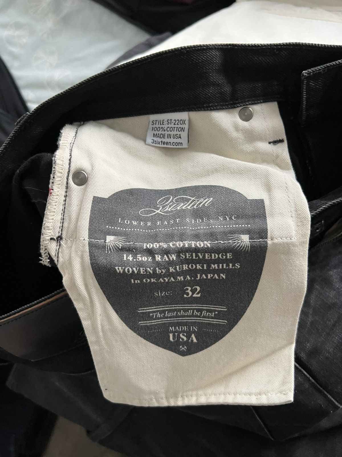 3sixteen ST-120X Black Slim Tapered Raw Denim Jeans Size US 32 / EU 48 - 3 Thumbnail