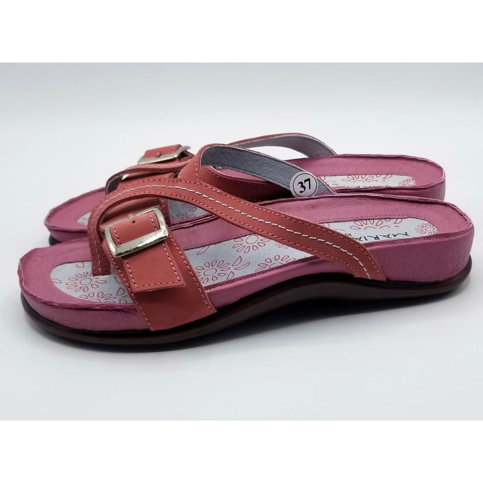 Pajar Pajar Maria Pia Pink Leather Sandals Roma-P01 US 5 EUR 37 Slip-On Womens Sandal Spring Summer Leather Pink Size US 5 / IT 35 - 5 Thumbnail