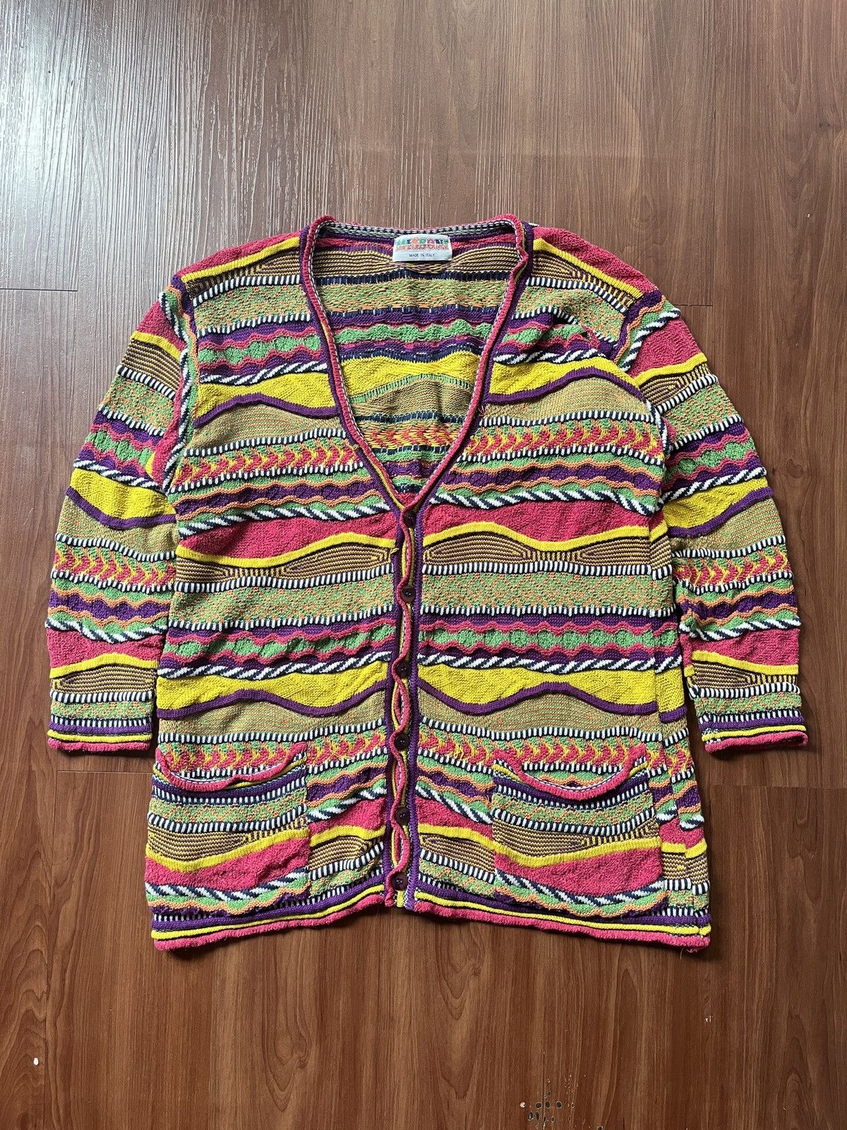 Coogi × Missoni 1990's Missoni colorful Botton Knit Cardigan Size US S / EU 44-46 / 1 - 1 Thumbnail