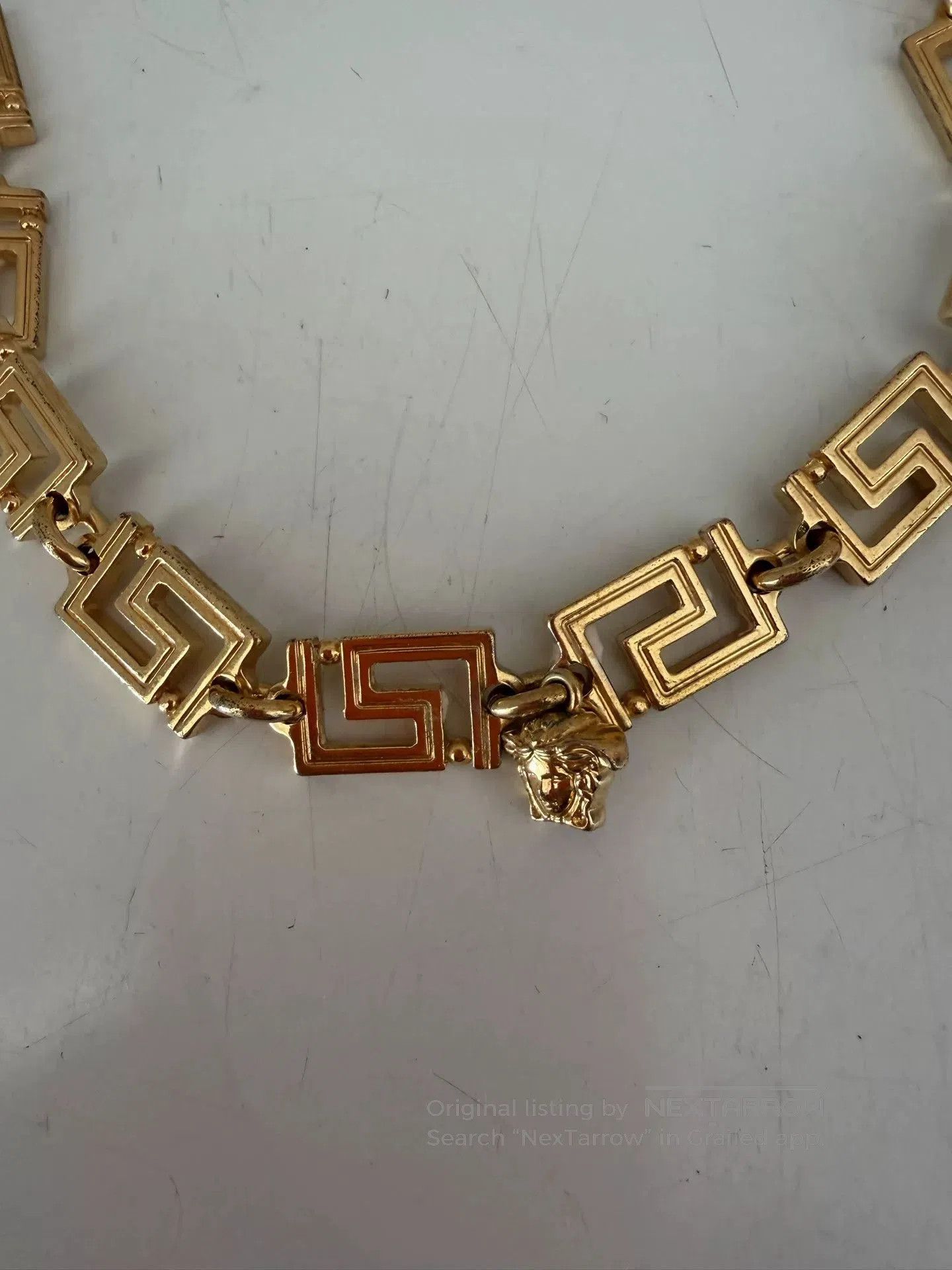 Versace Versace Gold Medusa Greek Key Necklace. Size ONE SIZE - 7 Thumbnail