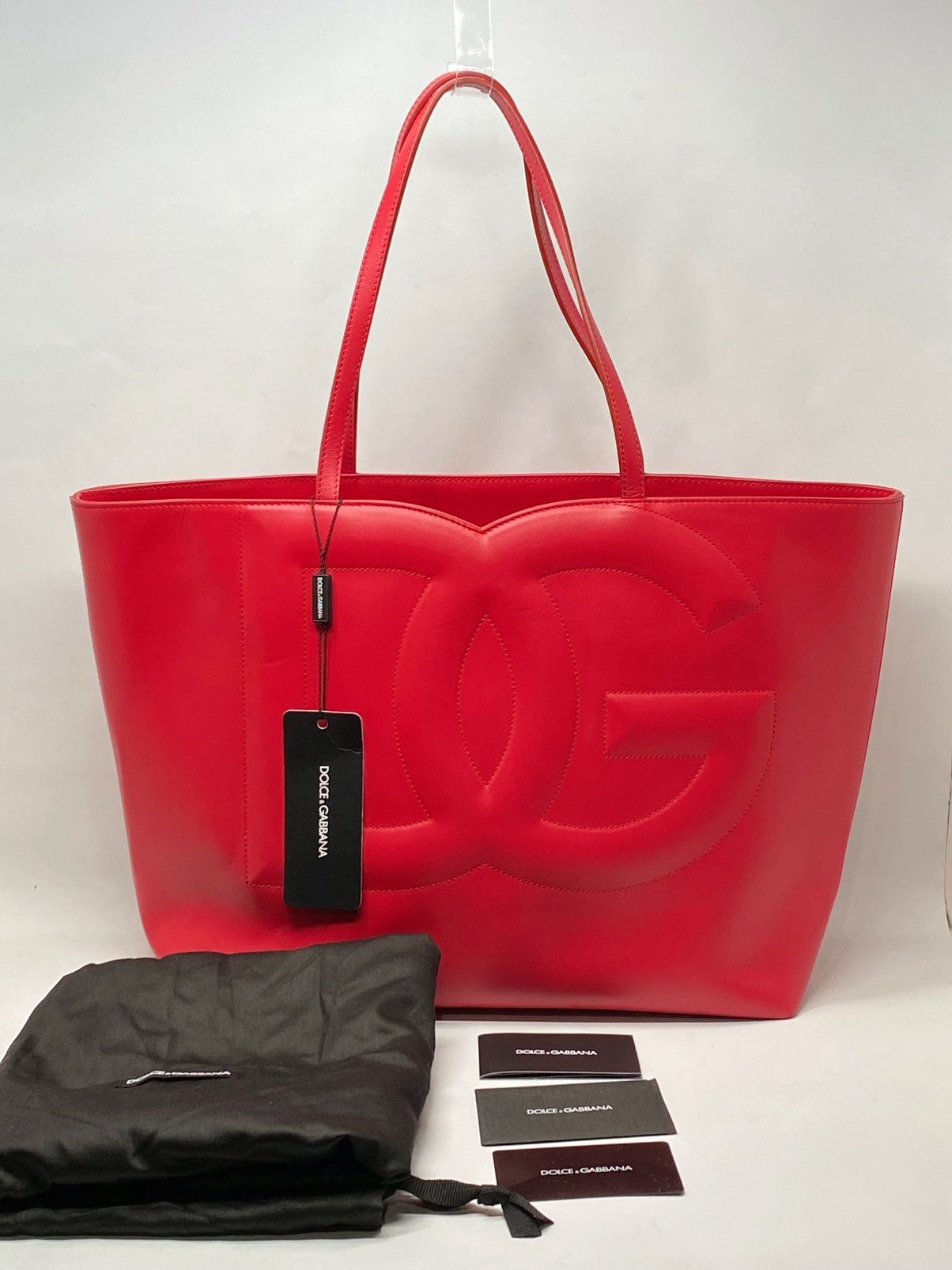 Dolce Gabbana Dolce&gabbana Dg Logo Leather Tote Bag in Red, Women's