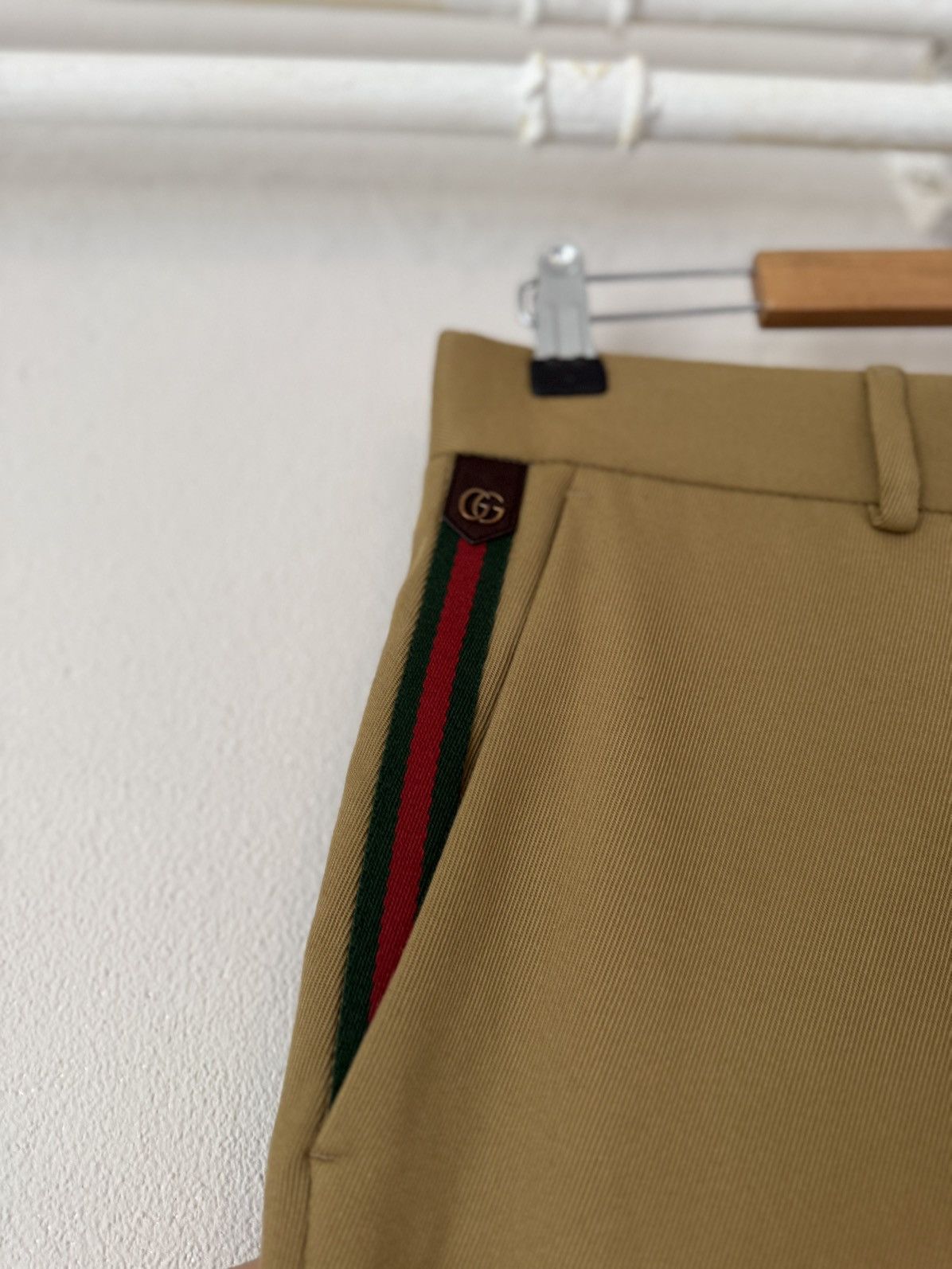 Gucci Camel Trousers with Web Stripe Trim Size US 36 / EU 52 - 5 Thumbnail