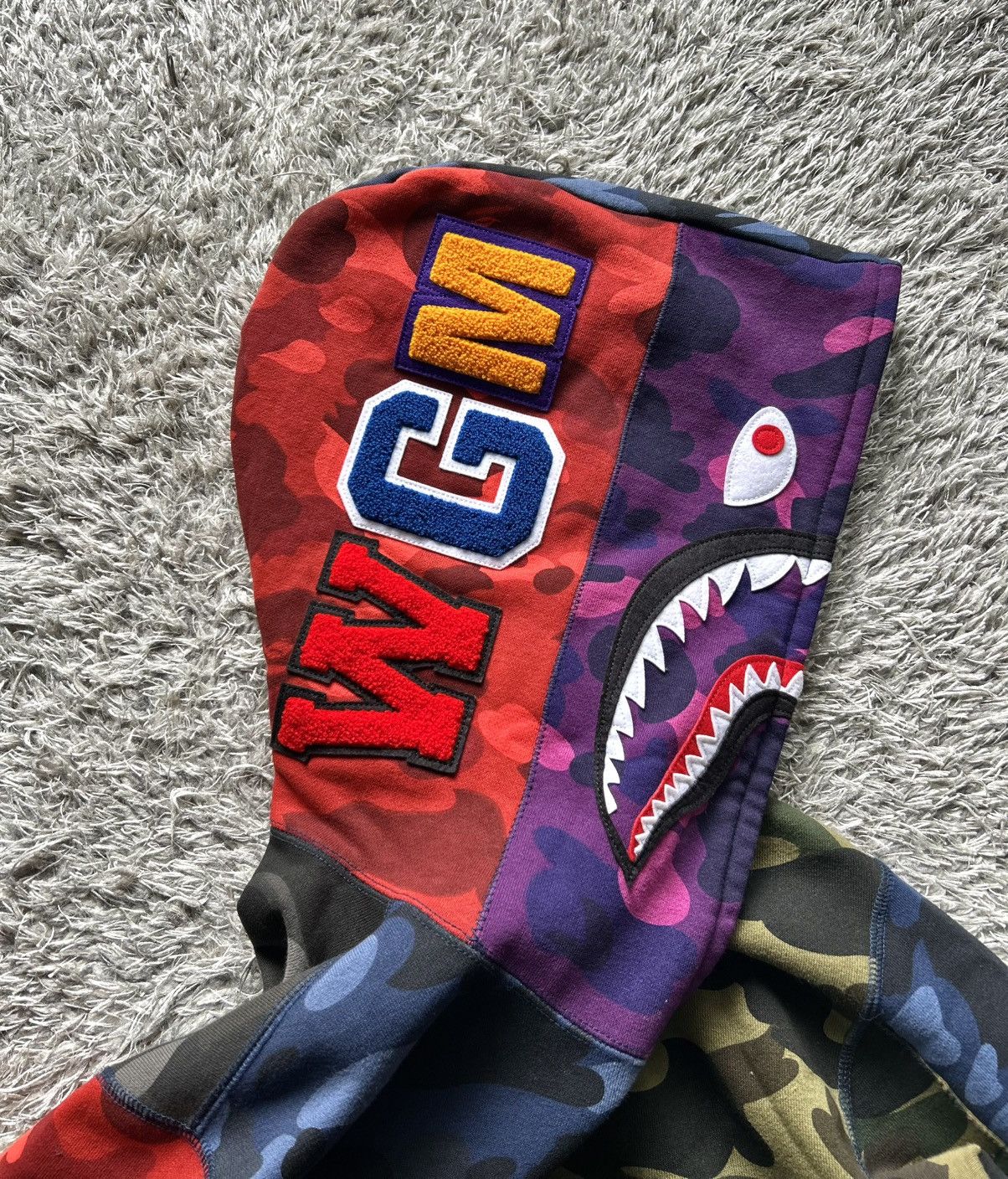Bape 💥HOLY GRAIL💥 BAPE CRAZY MIX CAMO SHARK FULL ZIP UP HOODIE Size US L / EU 52-54 / 3 - 5 Thumbnail