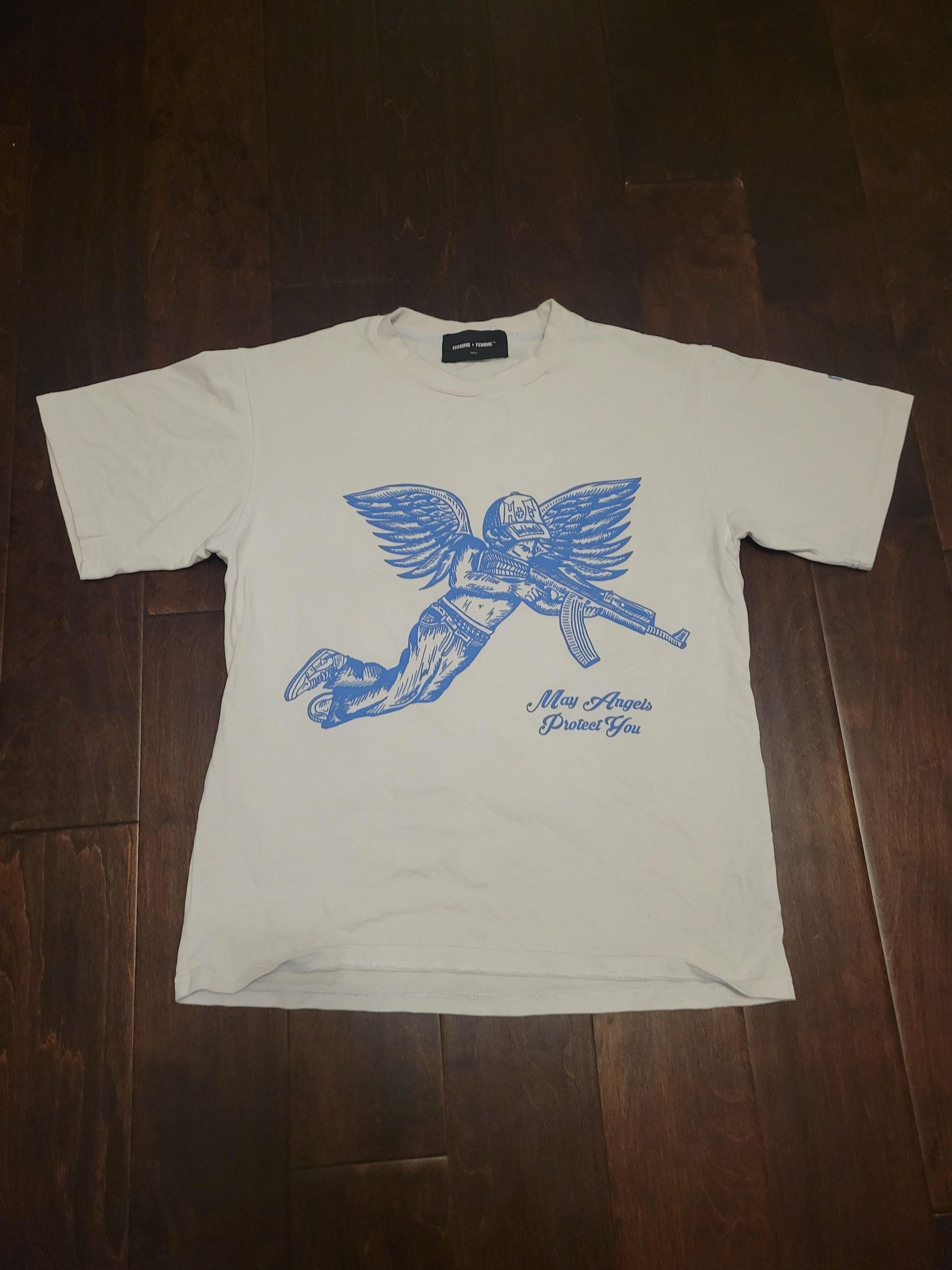 Homme + Femme La Homme + Femme LA White Blue Cherub Angel Tee Size US S / EU 44-46 / 1 - 1 Thumbnail