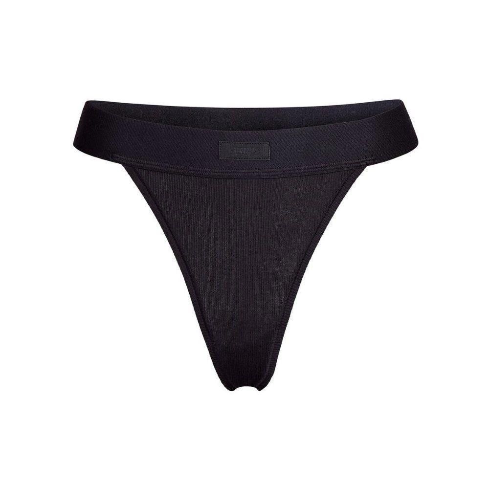 Designer Ct1379 Nwt Skims Cotton Rib Thong High Cut-Soot Size ONE SIZE - 3 Thumbnail