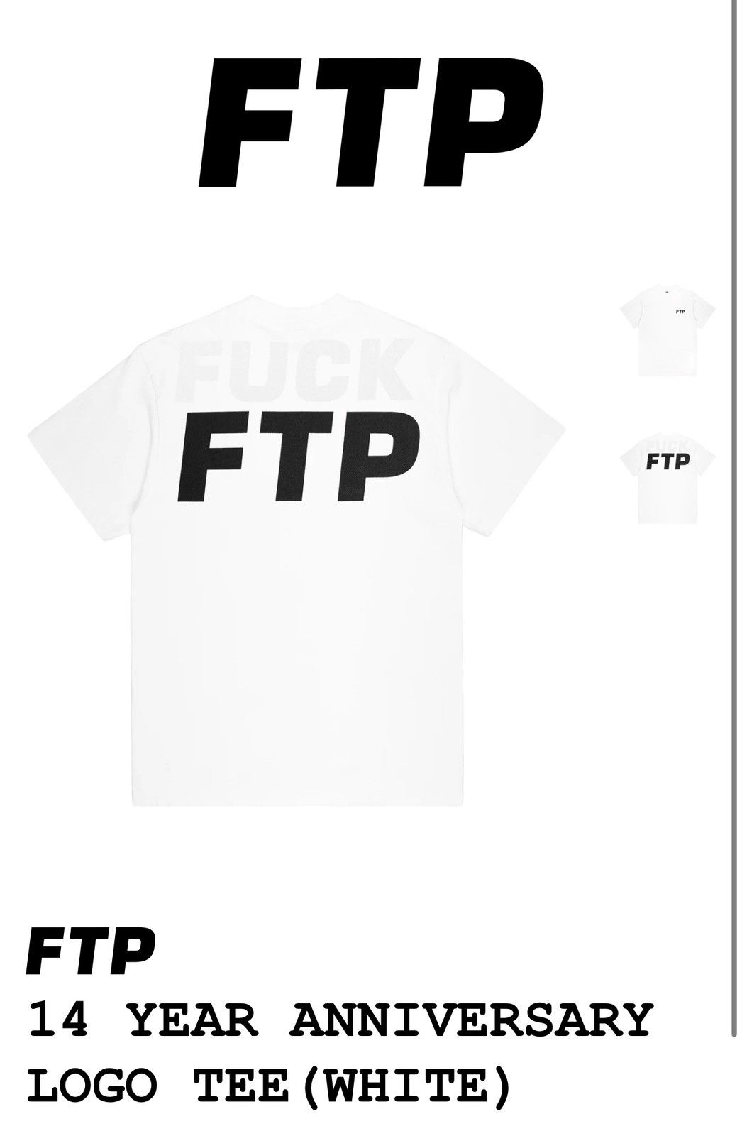 Fuck The Population Ftp 14 anniversary white tee xl Size US XL / EU 56 / 4 - 4 Thumbnail