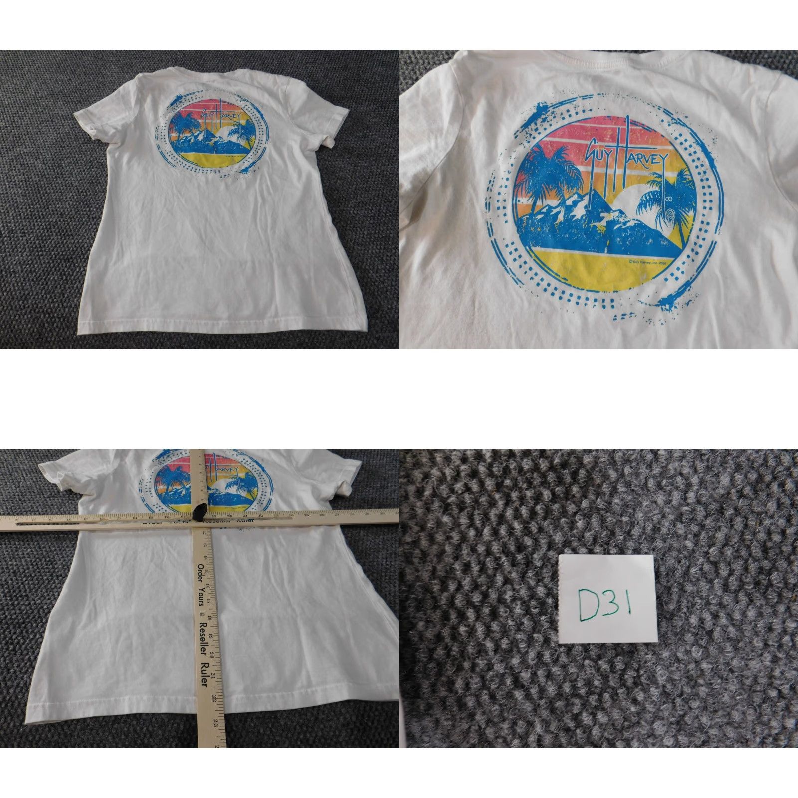 Guy Harvey Guy Harvey Womens Shirt Small White Graphic Tee Beach Island Cap Sleeve Crew Neck T-Shirt Cotton Rayon Casual Womens-Grade Regular Fit Size S / US 4 / IT 40 - 8 Thumbnail