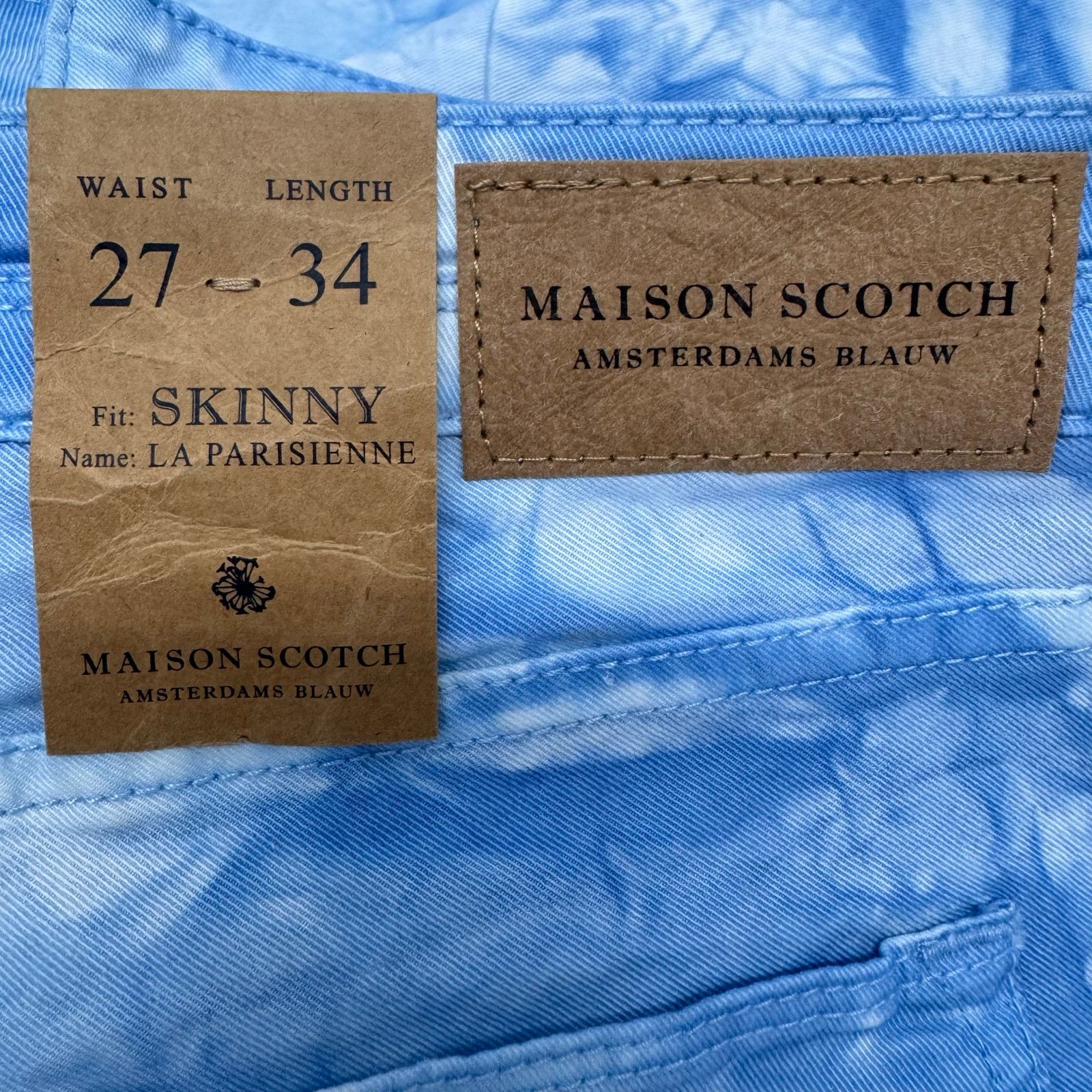 Maison Scotch MAISON SCOTCH Memory Blue Tie Dye Skinny Jeans size 27 Boho Size 27" / US 4 / IT 40 - 7 Thumbnail