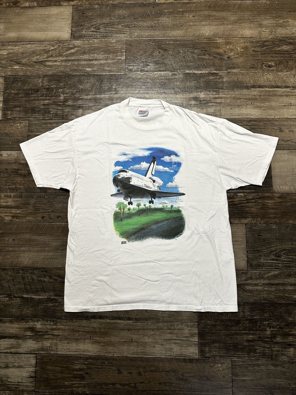 Vintage Vintage 90s Astronaut Hall of Fame Rocket T-Shirt Size US XL / EU 56 / 4 - 2 Thumbnail