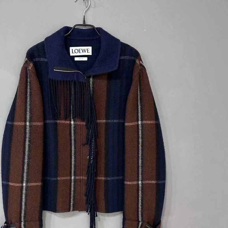 LOEWE Plaid tassel lapel coat