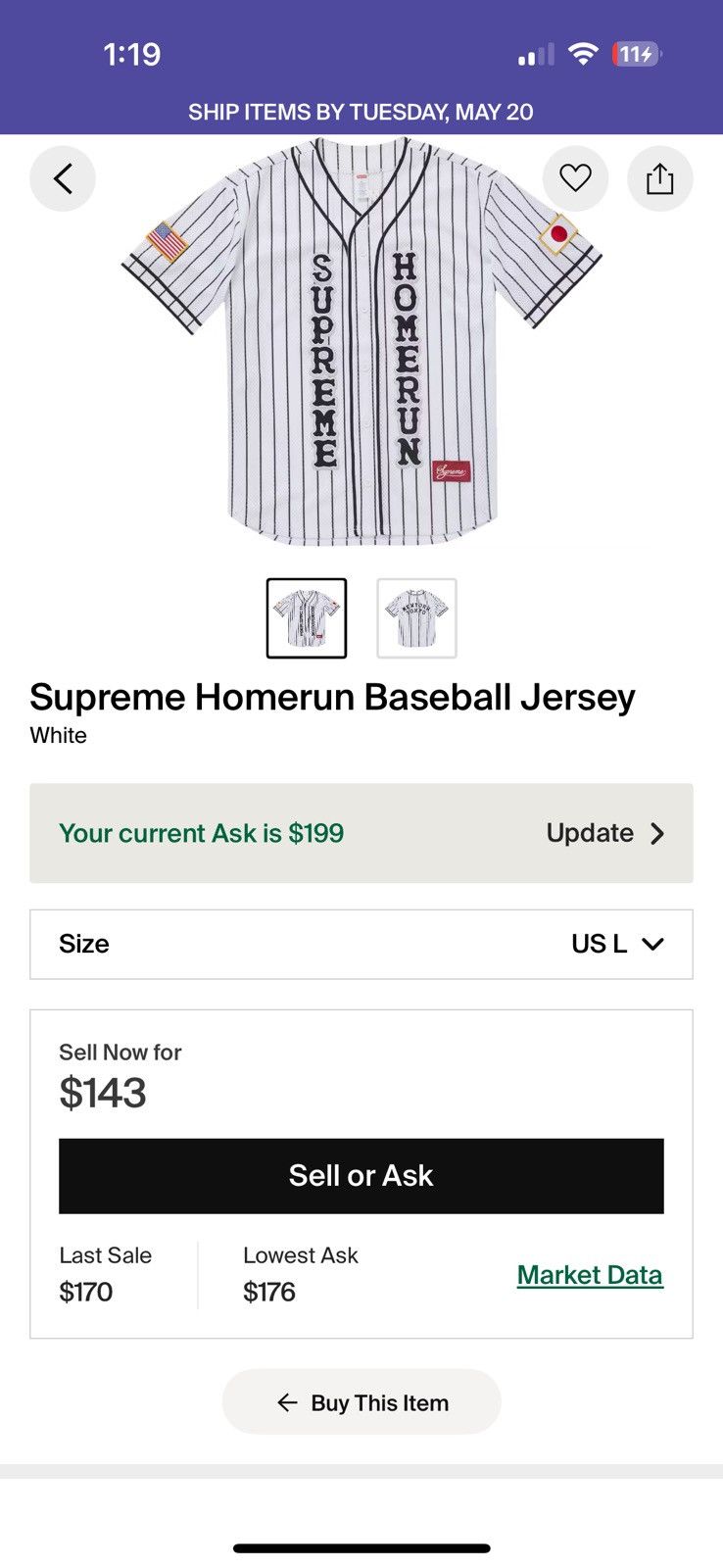 Supreme Supreme x homerun baseball jersey Size US L / EU 52-54 / 3 - 3 Thumbnail