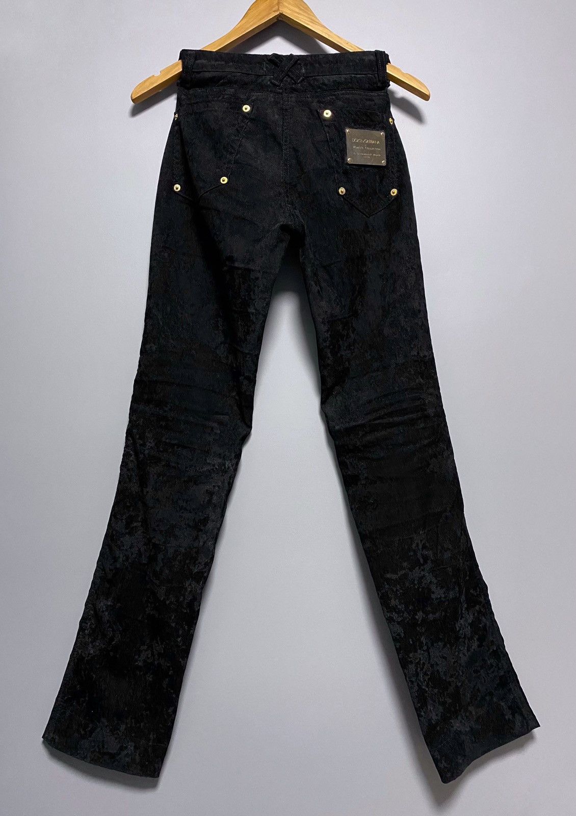 Dolce & Gabbana Women's Vintage D&G Black Corduroy Pattern Trousers Velvet Size 26" / US 2 / IT 38 - 2 Thumbnail