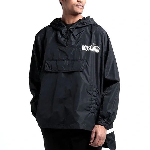 Moschino o1y0225 Logo Shell Hooded Jacket in Black Size US S / EU 44-46 / 1 - 3 Thumbnail