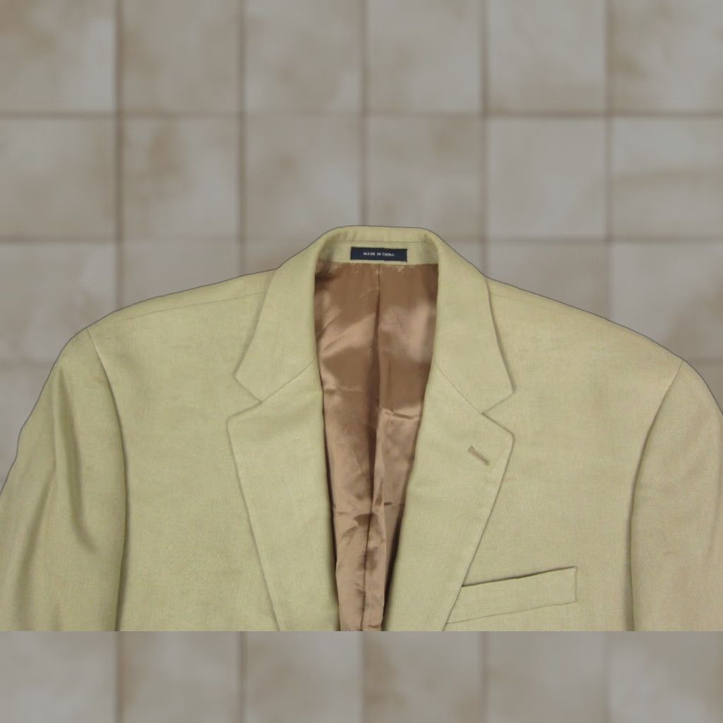 Ralph Lauren Ralph Lauren Jacket Blazer Mens 42 R Beige Silk Blazer Notch Lapel Single-Breasted 80s 90s Vintage (Used) Size 42R - 1 Thumbnail