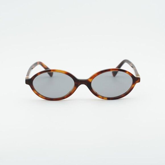 Miu Miu Miu Miu MU04ZS 21C40O Sunglasses Havana Mahogany Oval Frame Size ONE SIZE - 3 Thumbnail