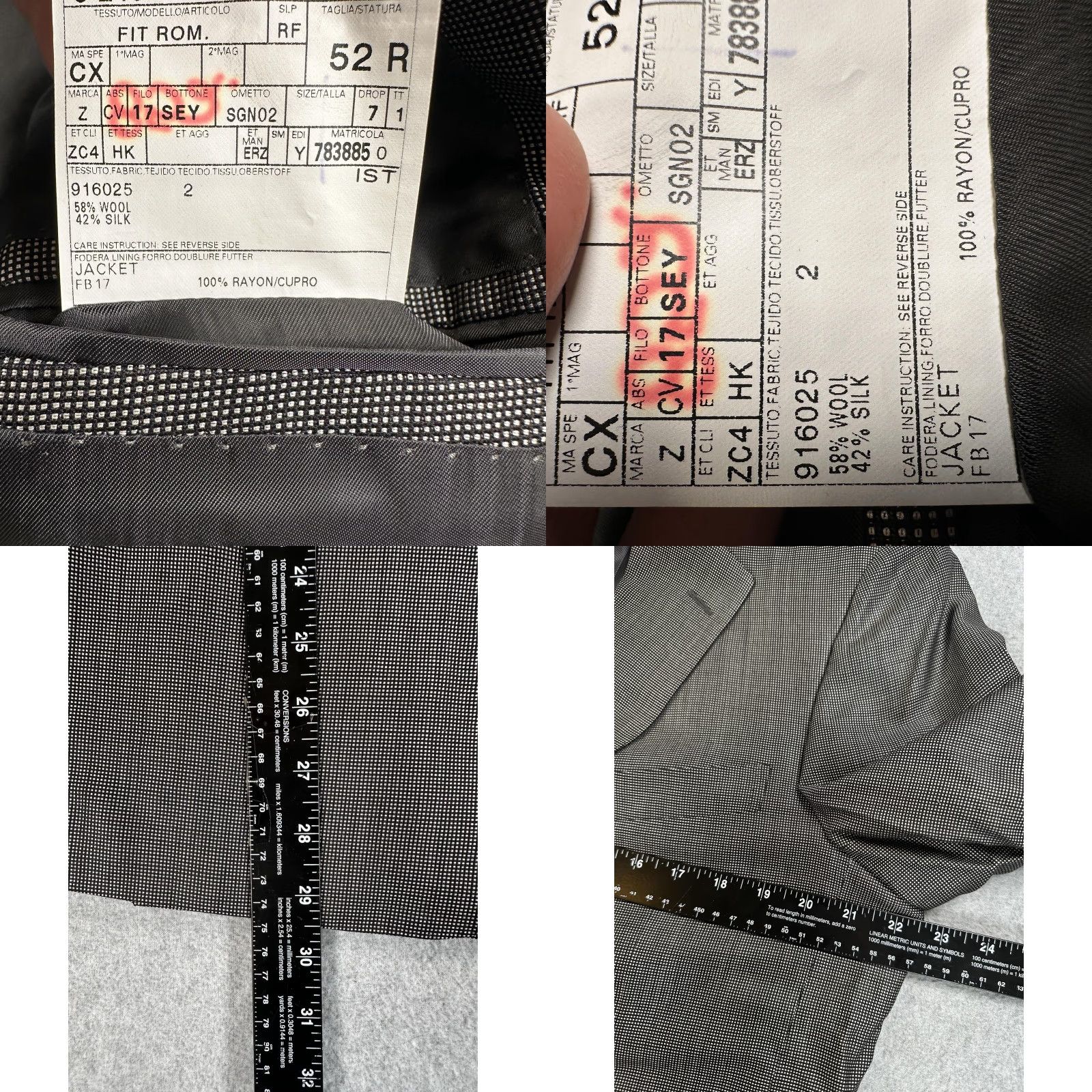 Ermenegildo Zegna Ermenegildo Zegna Blazer Sport Coat Mens 42 Gray Check Wool Silk Two Button Size 42R - 8 Thumbnail