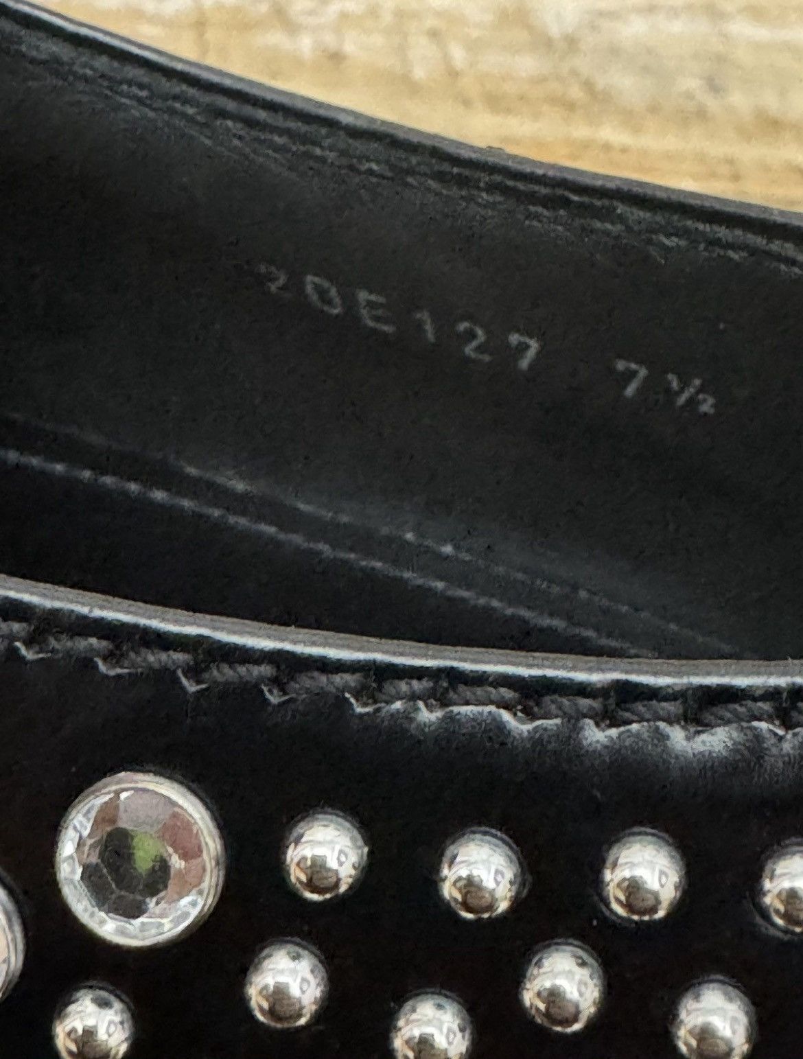 Prada Prada Brushed-leather loafers with studs and rhinestones Size US 7.5 / EU 40-41 - 3 Thumbnail