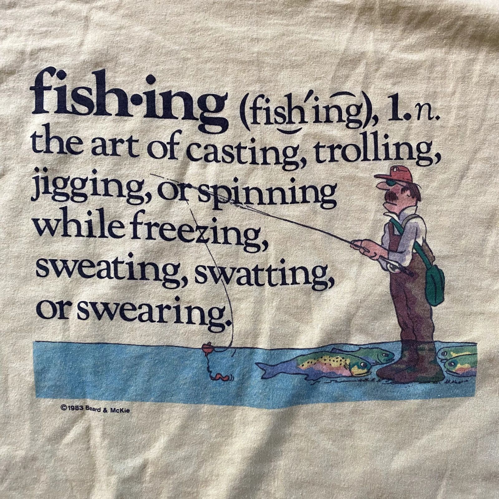 Hanes Vintage 1987 Fishing Definition Yellow Tee Shirt Size US XL / EU 56 / 4 - 2 Thumbnail