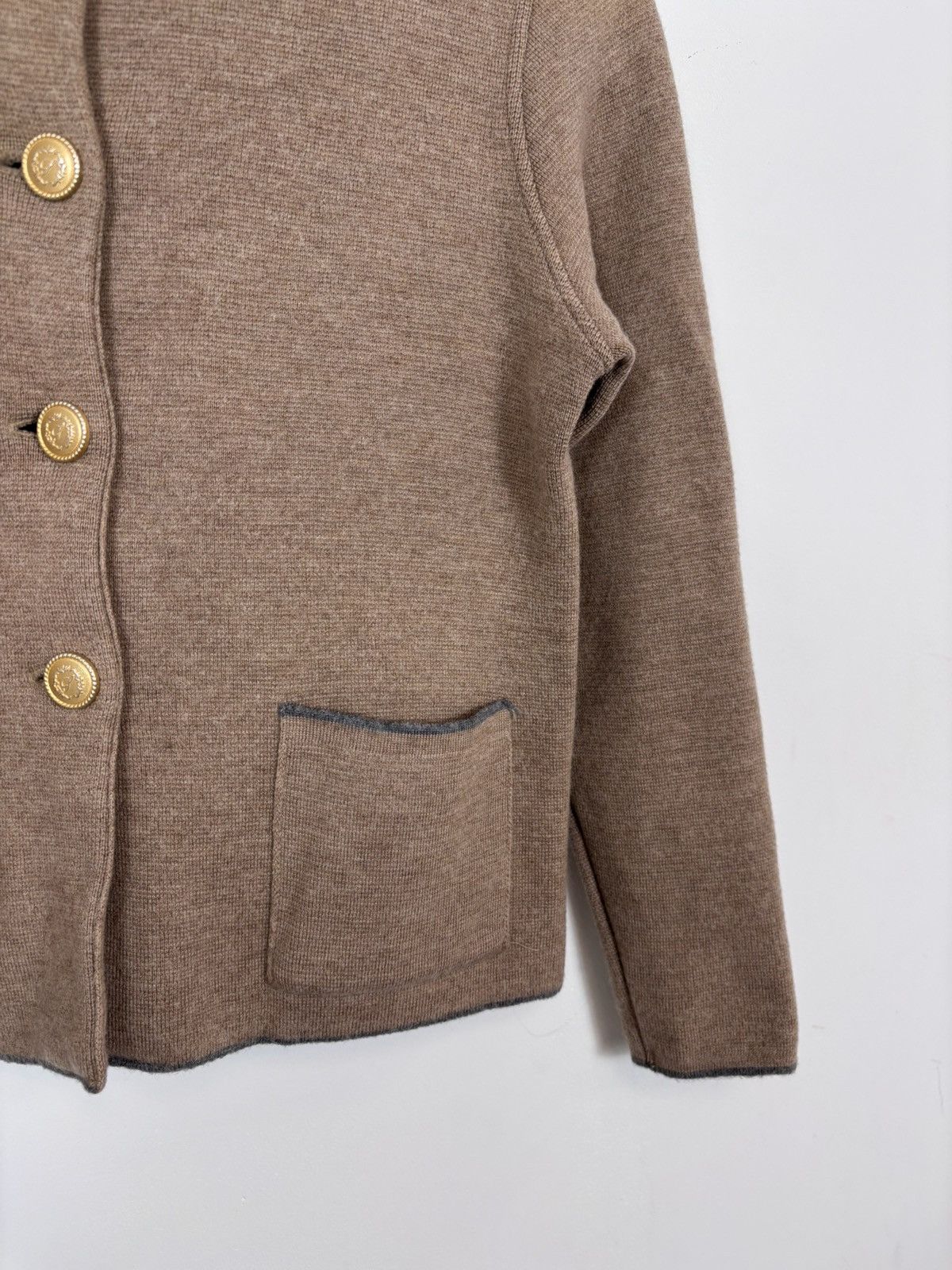 Strenstroms Stenstroms Women’s Beige Brown Wool Cardigan Sweater Size S / US 4 / IT 40 - 7 Thumbnail