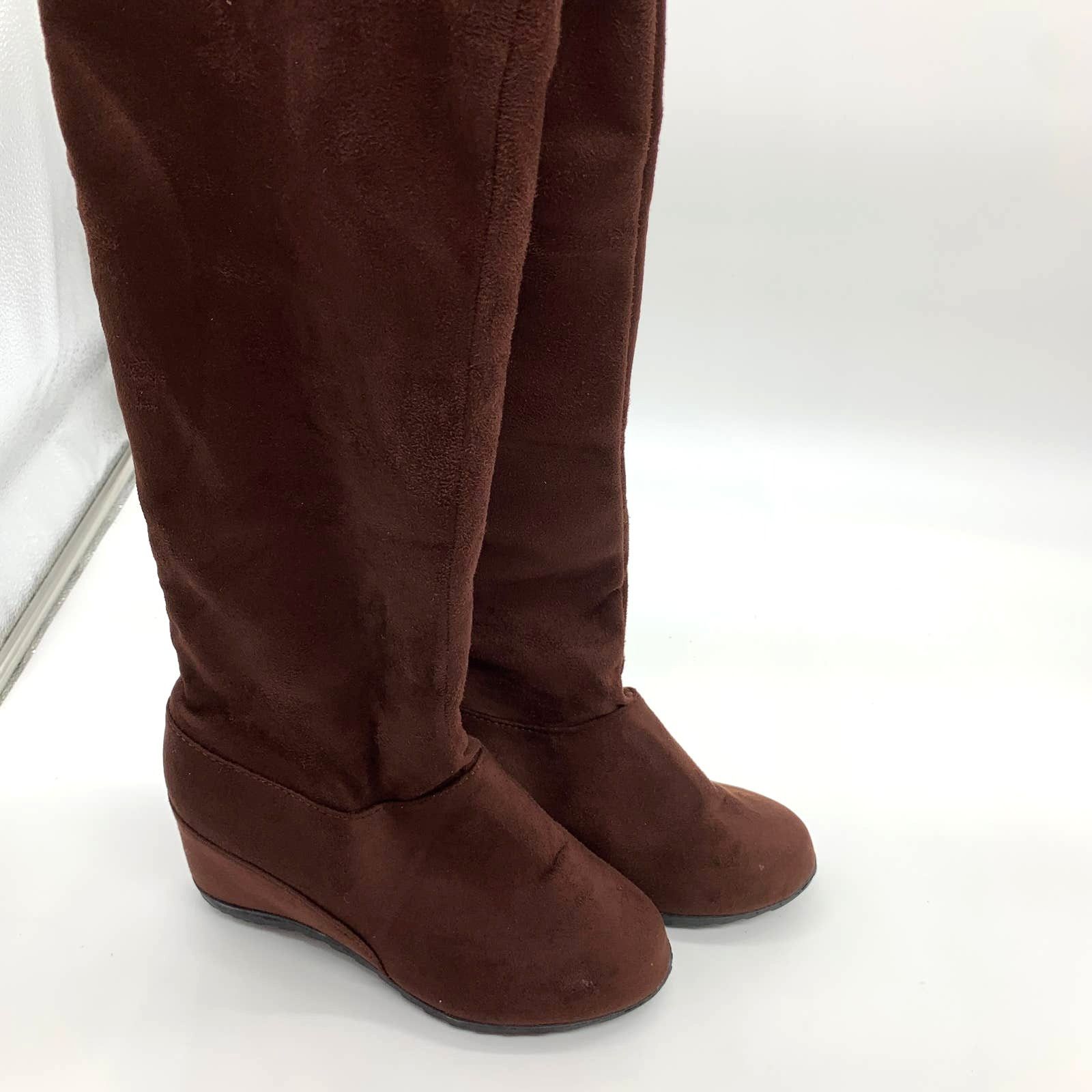 Other Women's Brown Boots Size 6.5 Over The Knee Wedge Boot Size US 6.5 / IT 36.5 - 1 Thumbnail