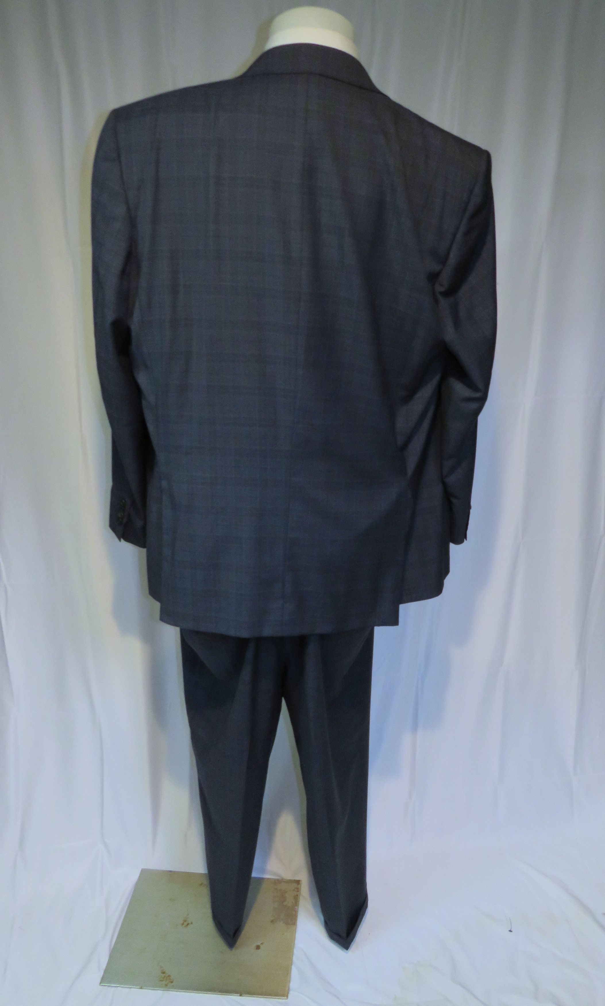 Canali Super 150 Brown Label Blue Plaid Two Button Sui Size 50L - 2 Thumbnail