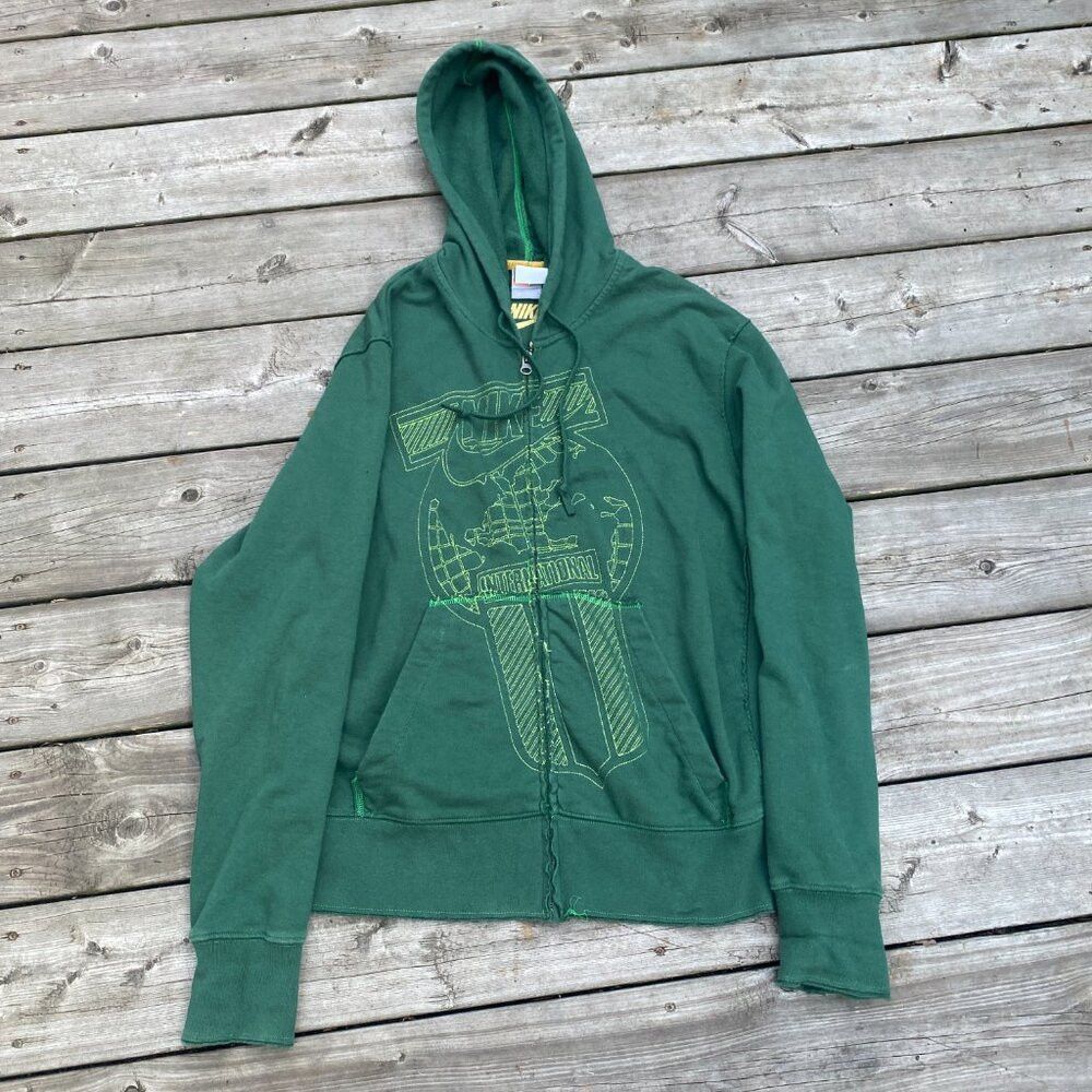 Nike × Vintage Vintage Y2K Nike ALYX Zip Up Hoodie Large Green Embroidered Size US L / EU 52-54 / 3 - 5 Thumbnail