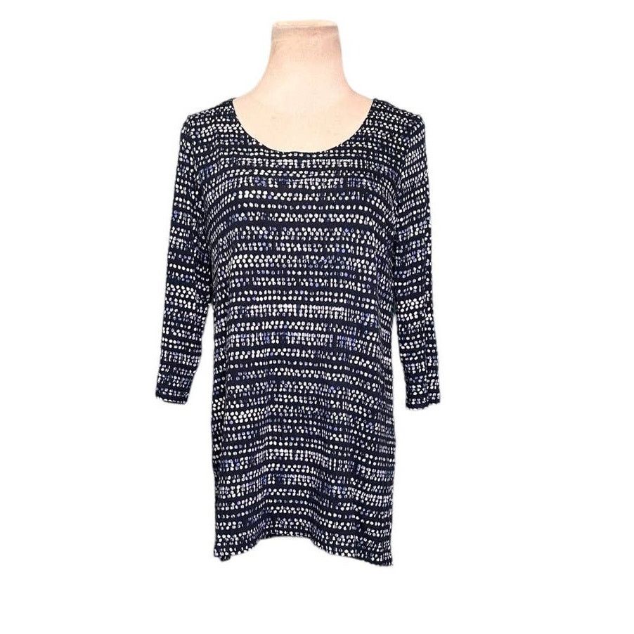 J. Jill Pure Jill blue printed 3/4 sleeves boat neck top size SP Size S / US 4 / IT 40 - 9 Thumbnail