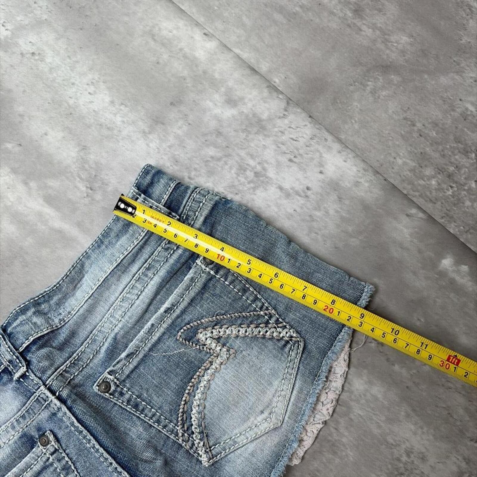 Other Y2K Light Wash Vanilla Star Grunge Gothic Mini Denim Shorts Size 30" / US 8 / IT 44 - 7 Thumbnail