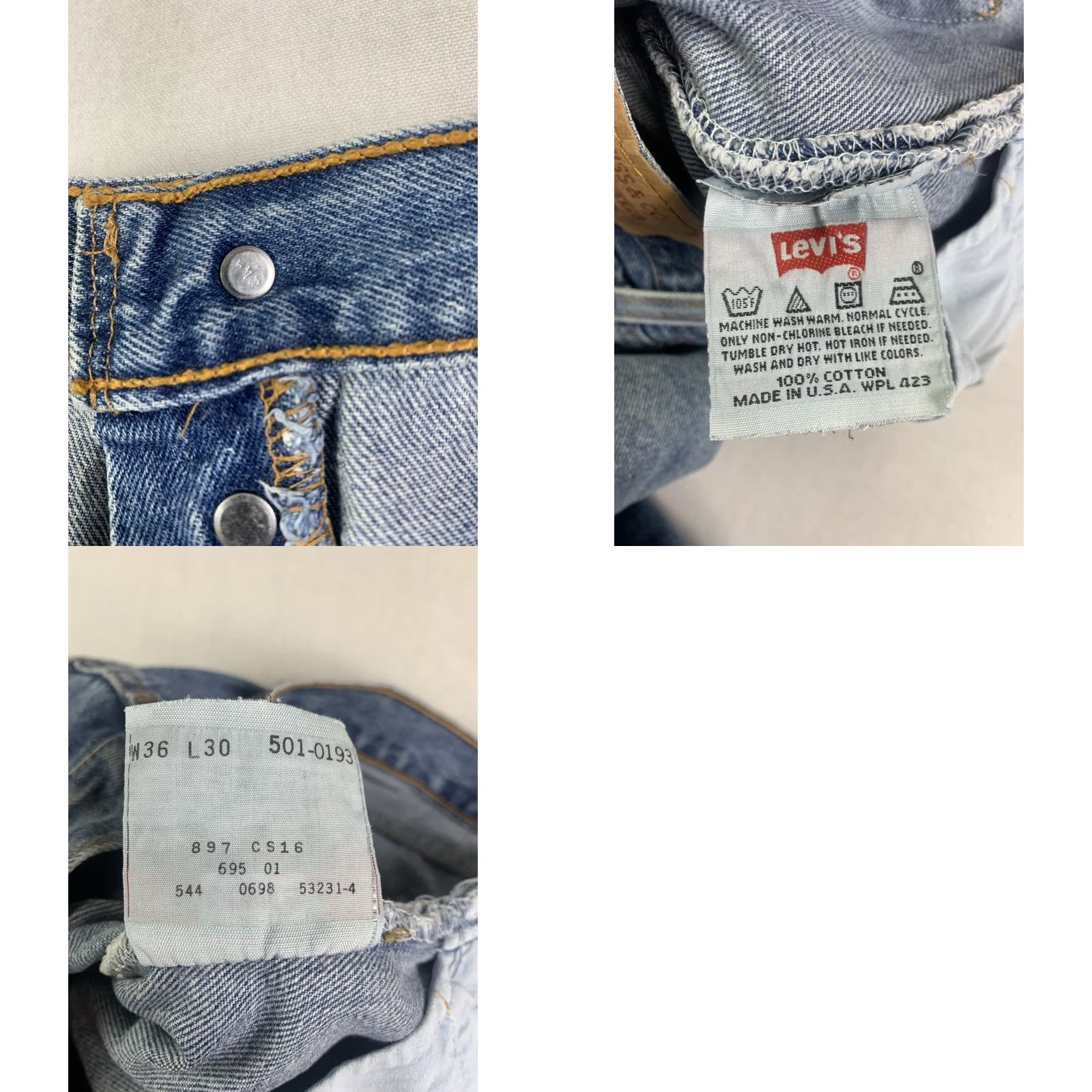 Levi's VINTAGE Levi's 501 Jeans Mens 34x29 Button Fly Blue 1998 USA 5-Pocket Regular Fit Straight Denim Shirt? Size US 34 / EU 50 - 10 Thumbnail
