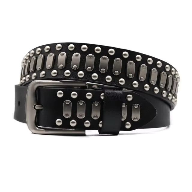 Jewelry Heavy Metal Rivet Dark Belt Size ONE SIZE - 6 Thumbnail