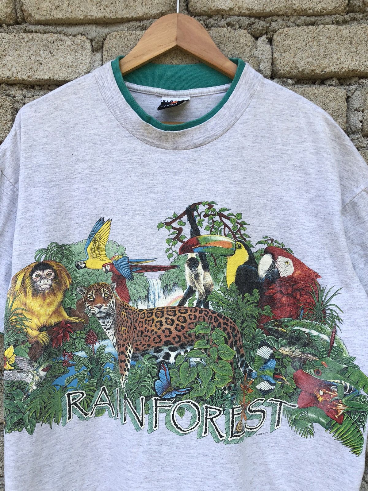 Vintage Vintage 90s Habitat Rainforest Animals Nature Mirror Tshirt Size US XL / EU 56 / 4 - 2 Thumbnail