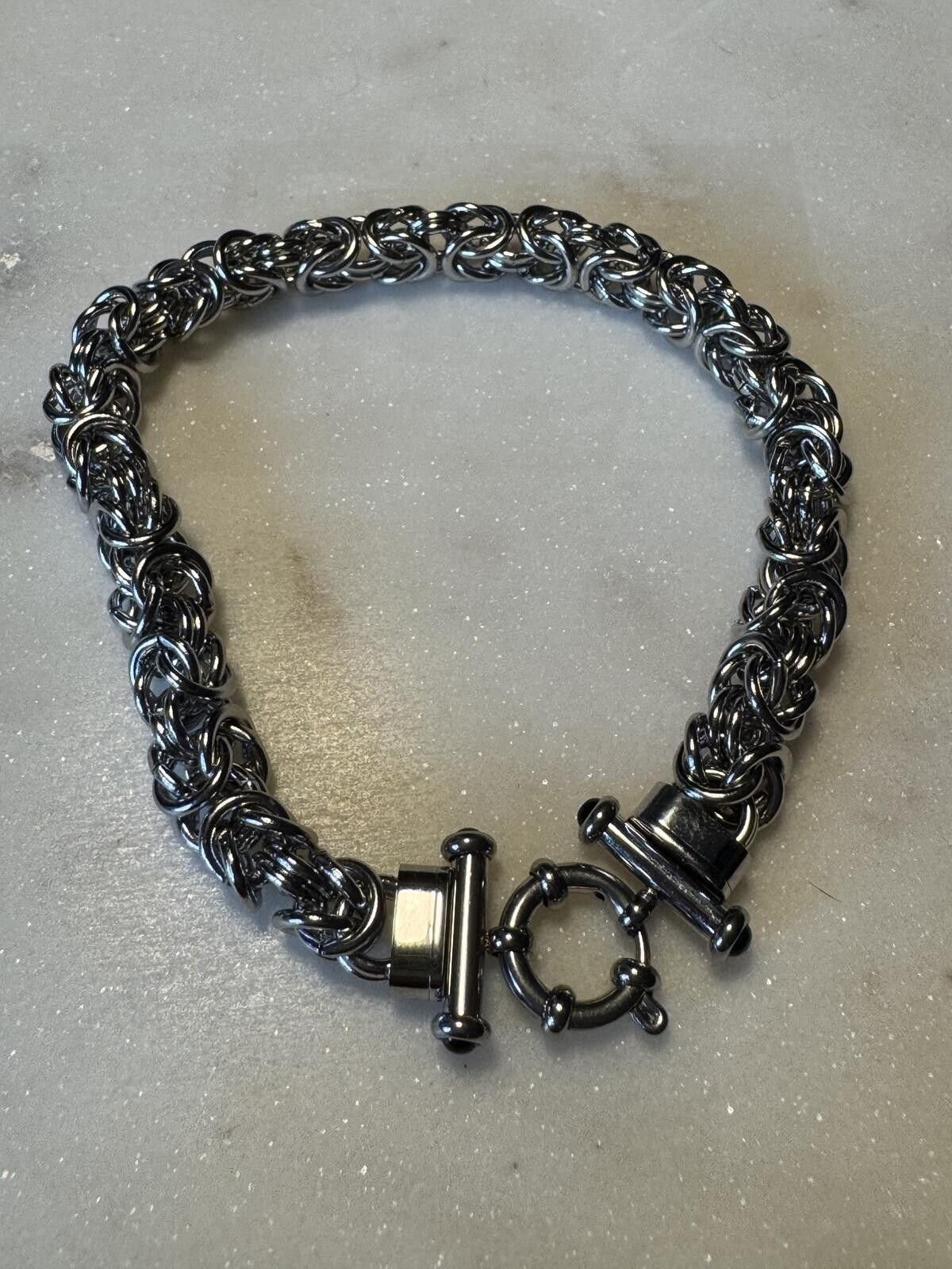 The Unbranded Brand Silver Byzantine Chain Bracelet with Deco Clasp Size ONE SIZE - 2 Thumbnail