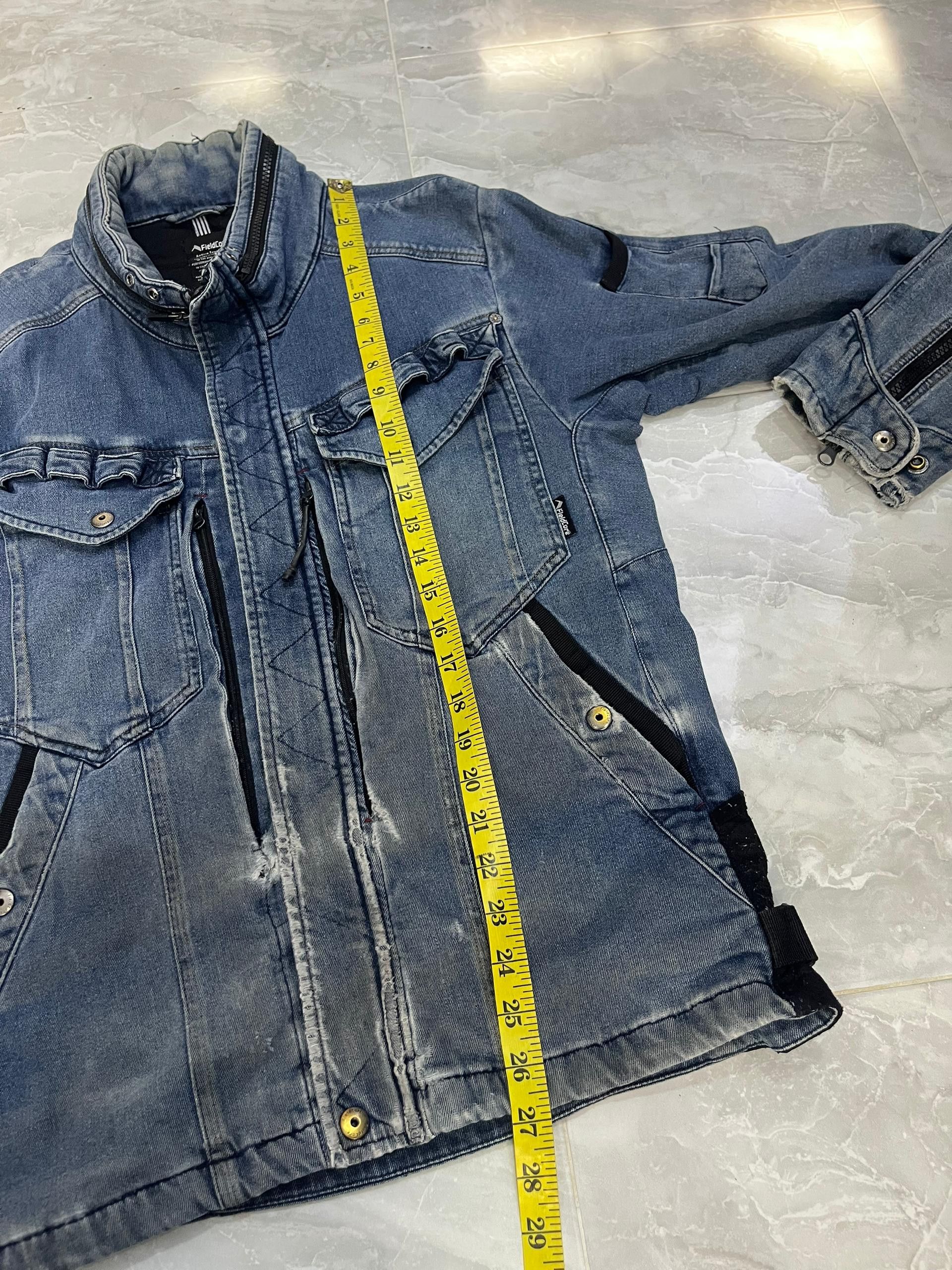 Japanese Brand FieldCore Distressed Workwear Denim Jacket Hidden Hood Size US M / EU 48-50 / 2 - 17 Thumbnail